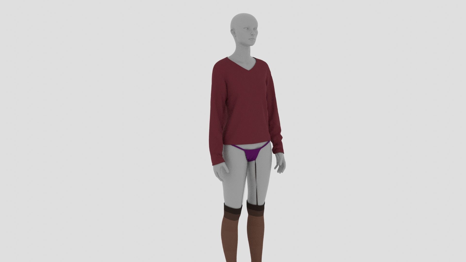 Womens Dress - Female Outfit Clothes Low-poly 3D model_1