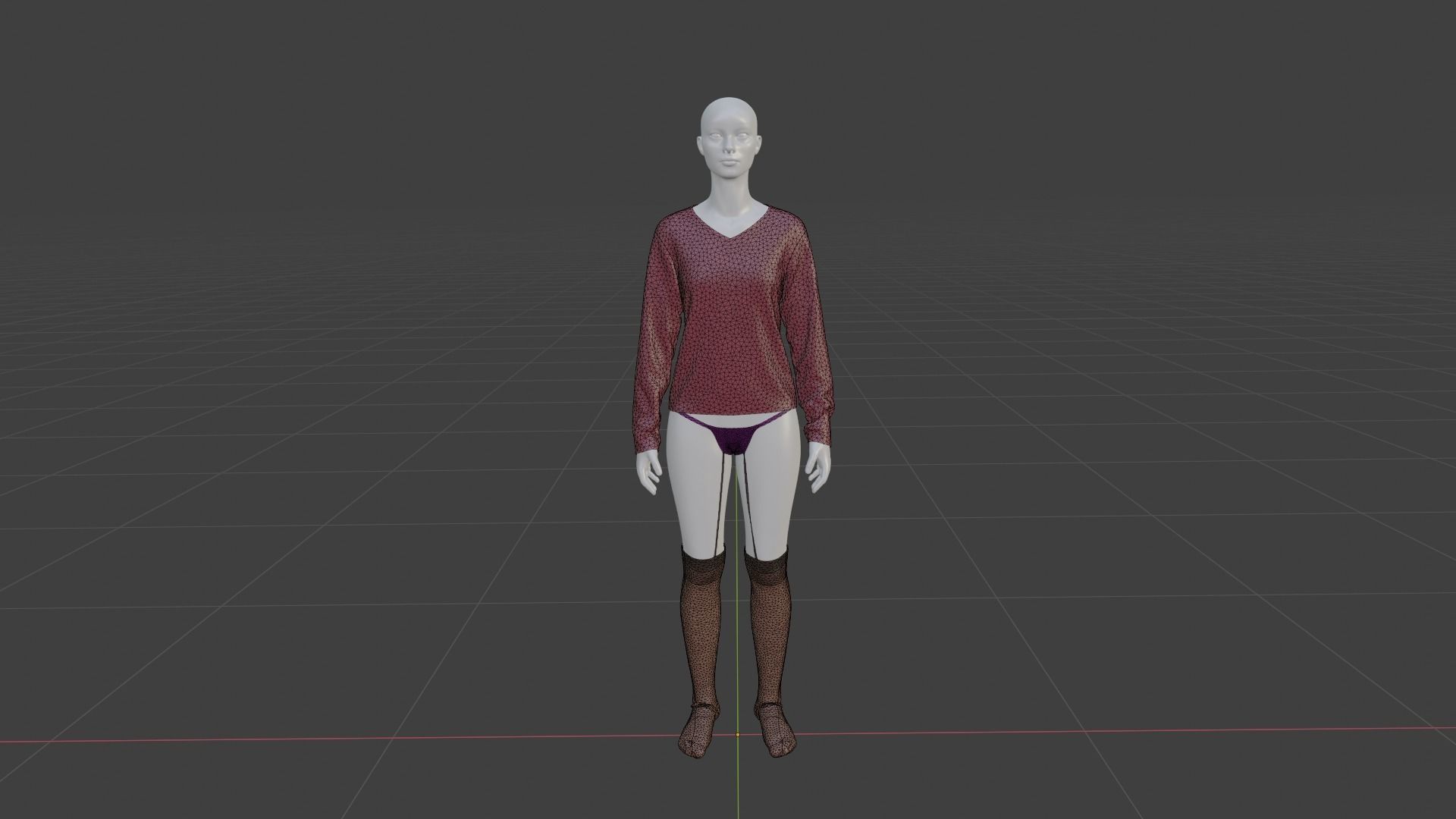 Womens Dress - Female Outfit Clothes Low-poly 3D model_19