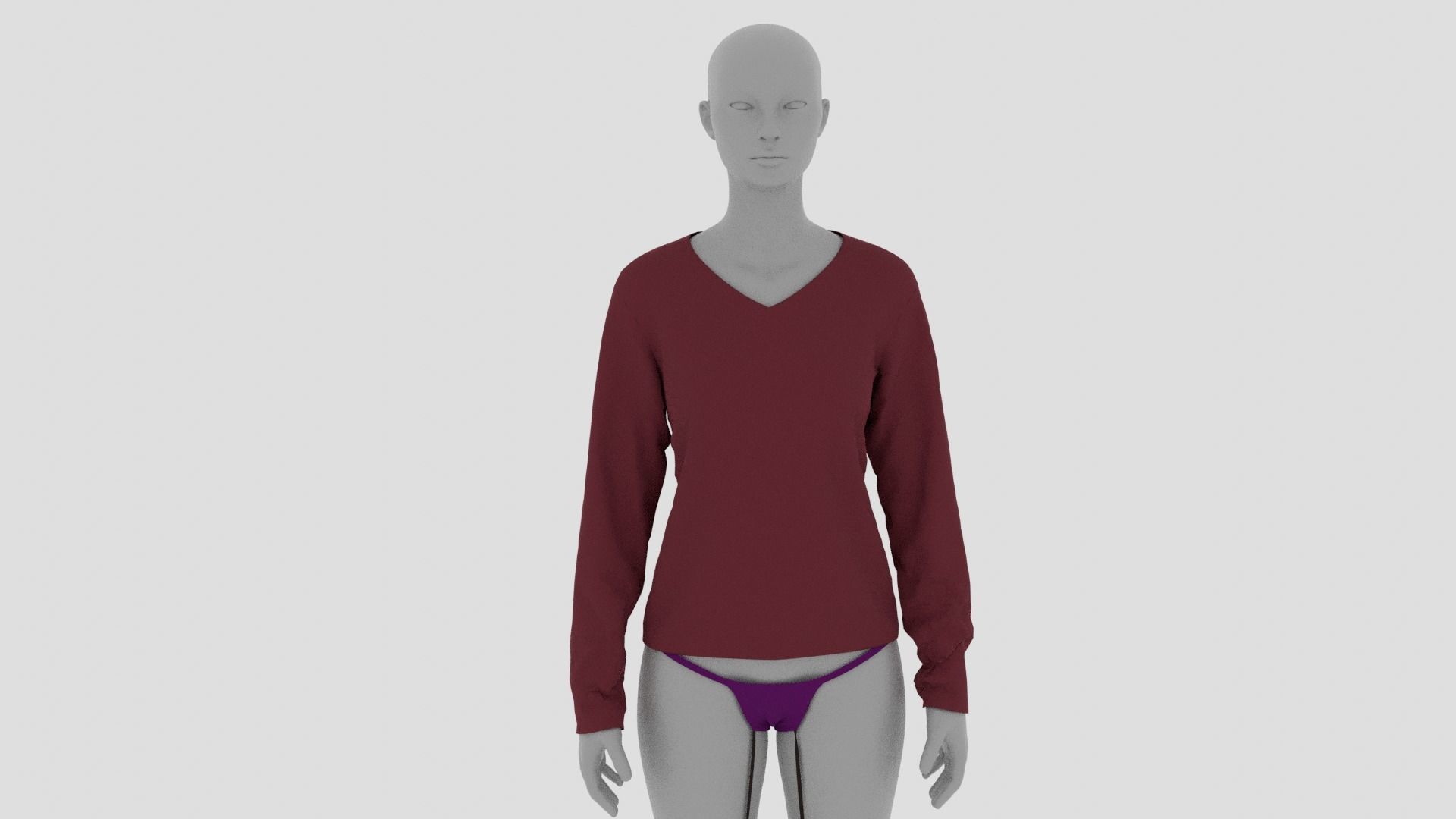 Womens Dress - Female Outfit Clothes Low-poly 3D model_10