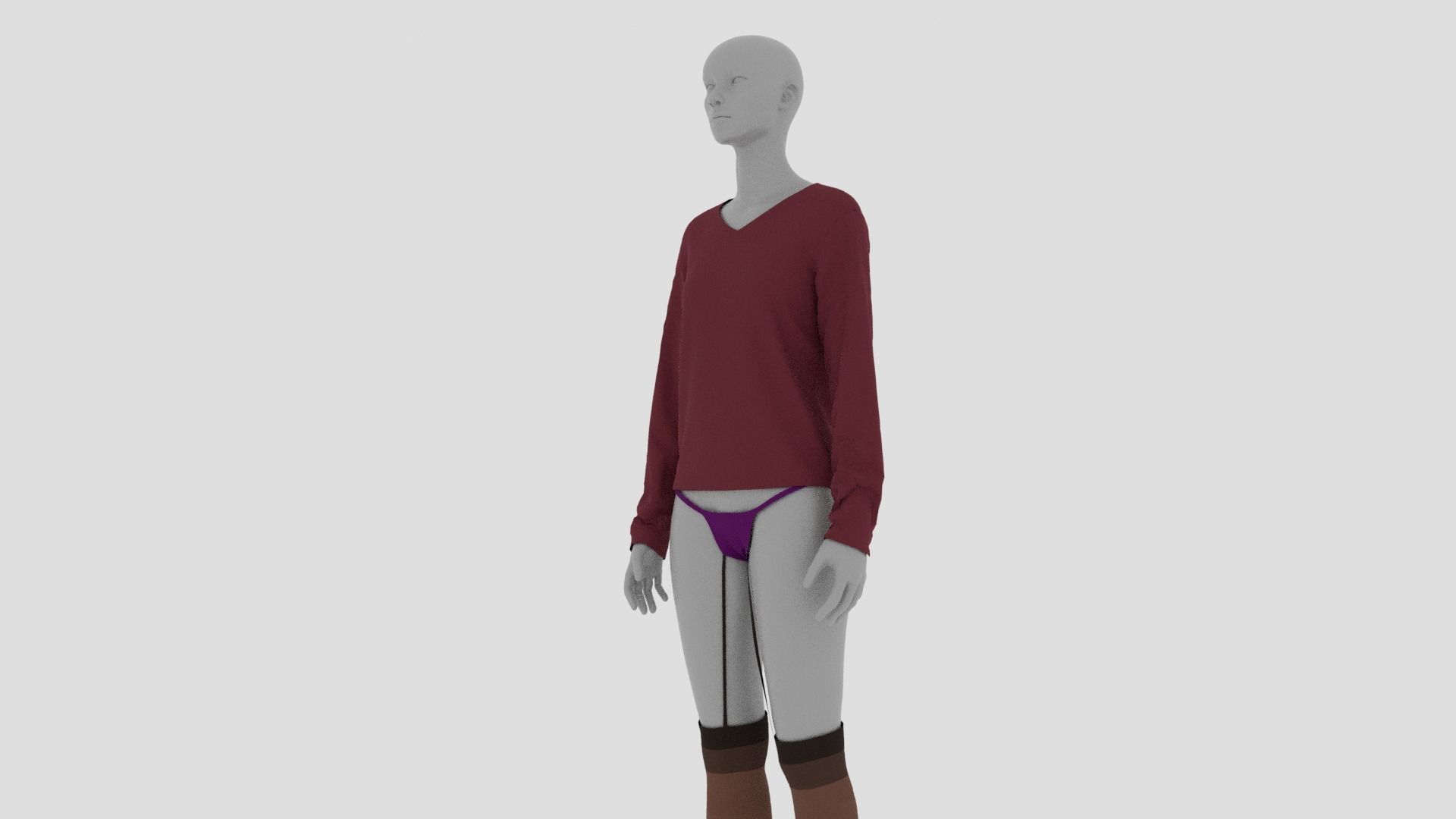 Womens Dress - Female Outfit Clothes Low-poly 3D model_8