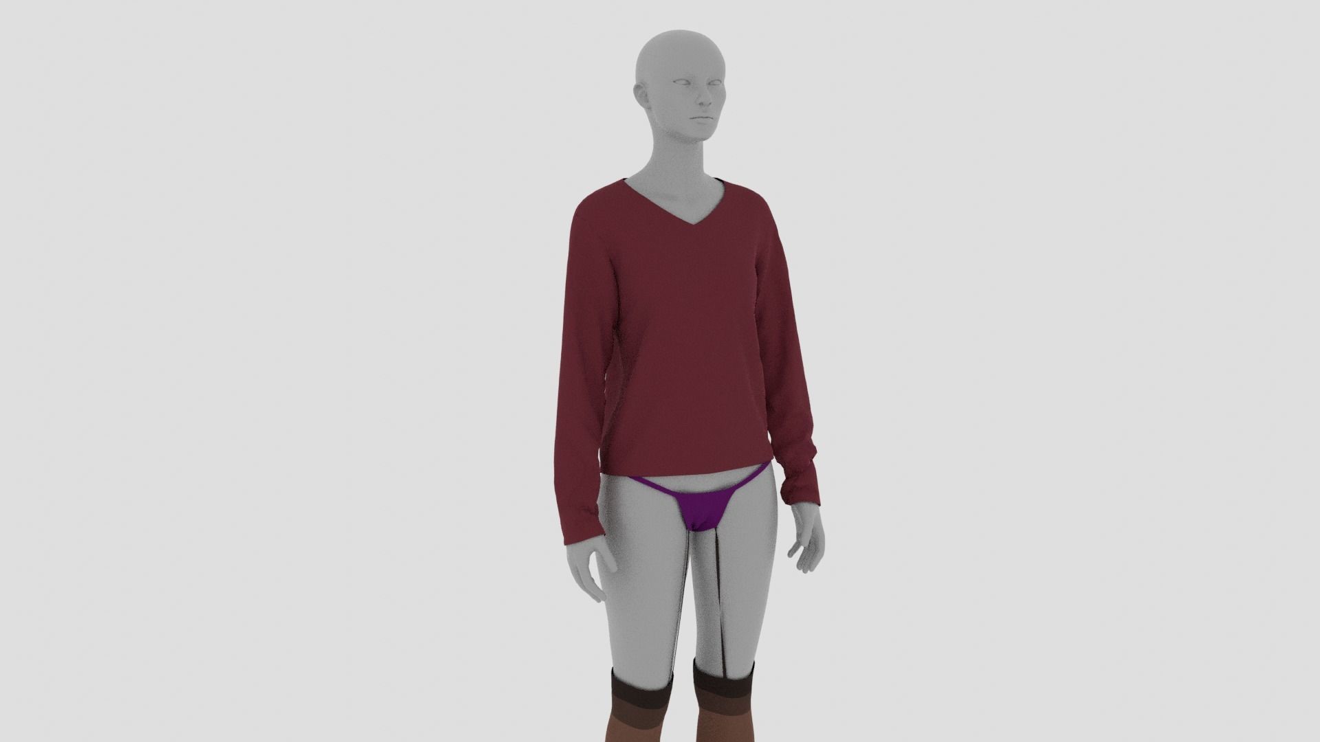 Womens Dress - Female Outfit Clothes Low-poly 3D model_17