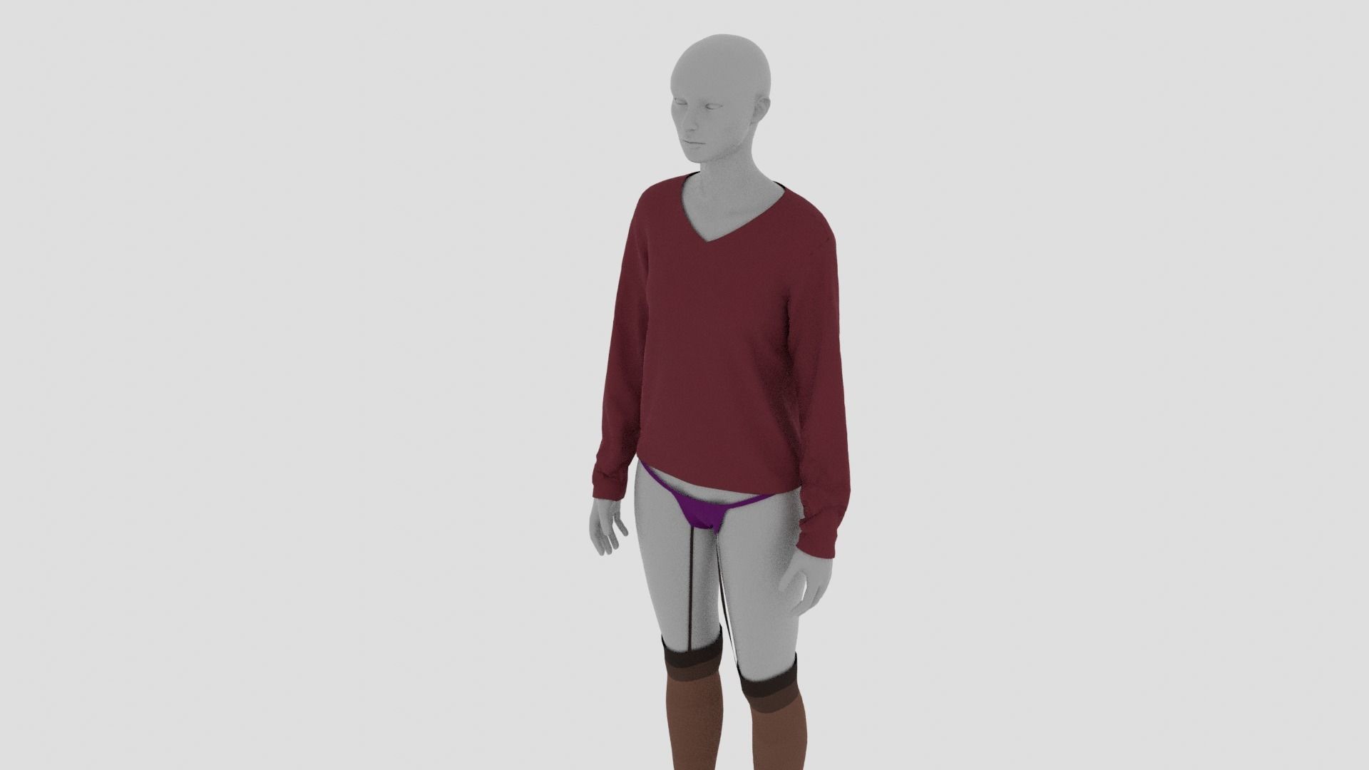 Womens Dress - Female Outfit Clothes Low-poly 3D model_5