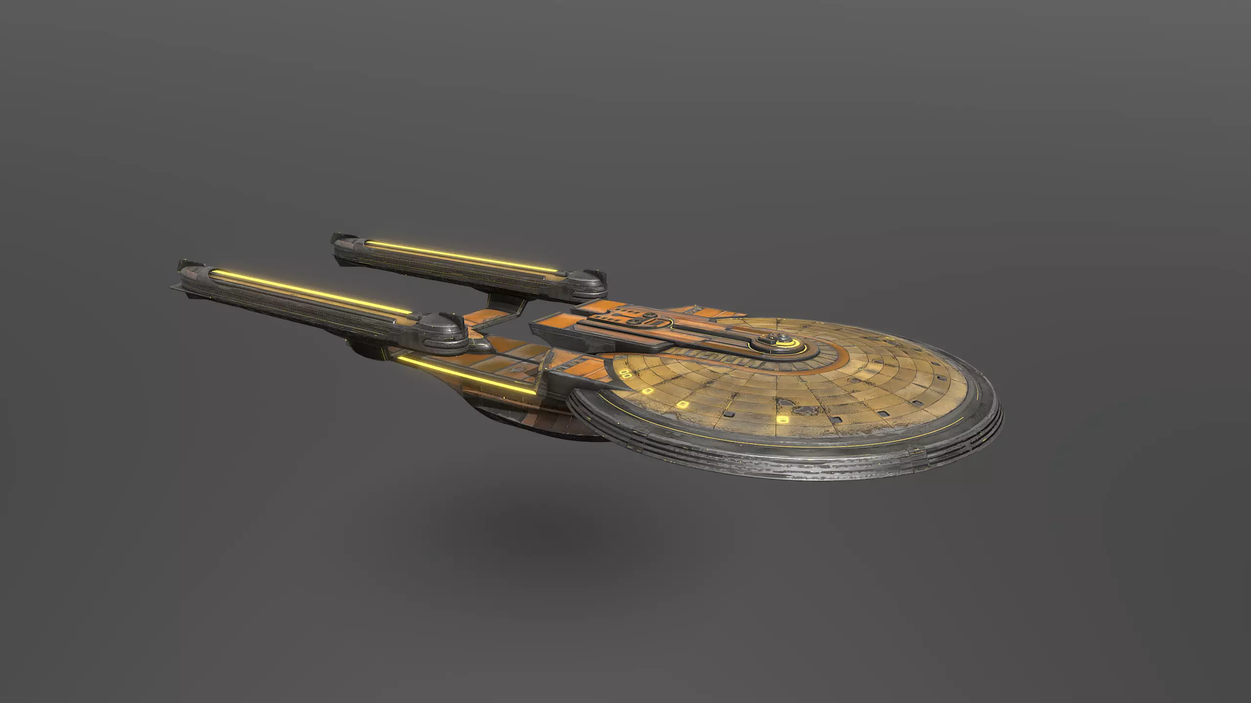 27-2Saucer-Section-Asymetrical star trek ship 3D model