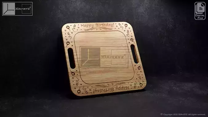 Square Birthday Cake Platter - CNC Files for Wood