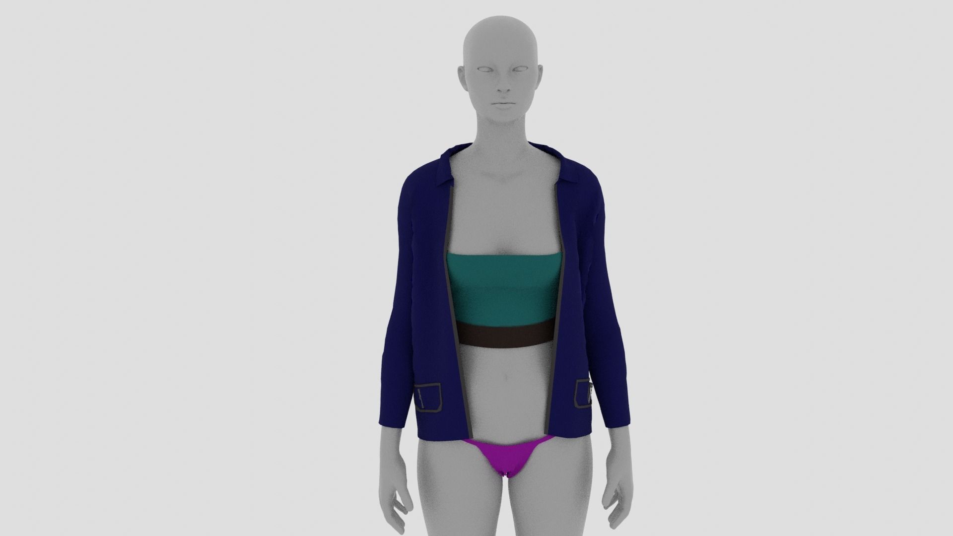 Womens Dress - Female Outfit Clothes Low-poly 3D model_10