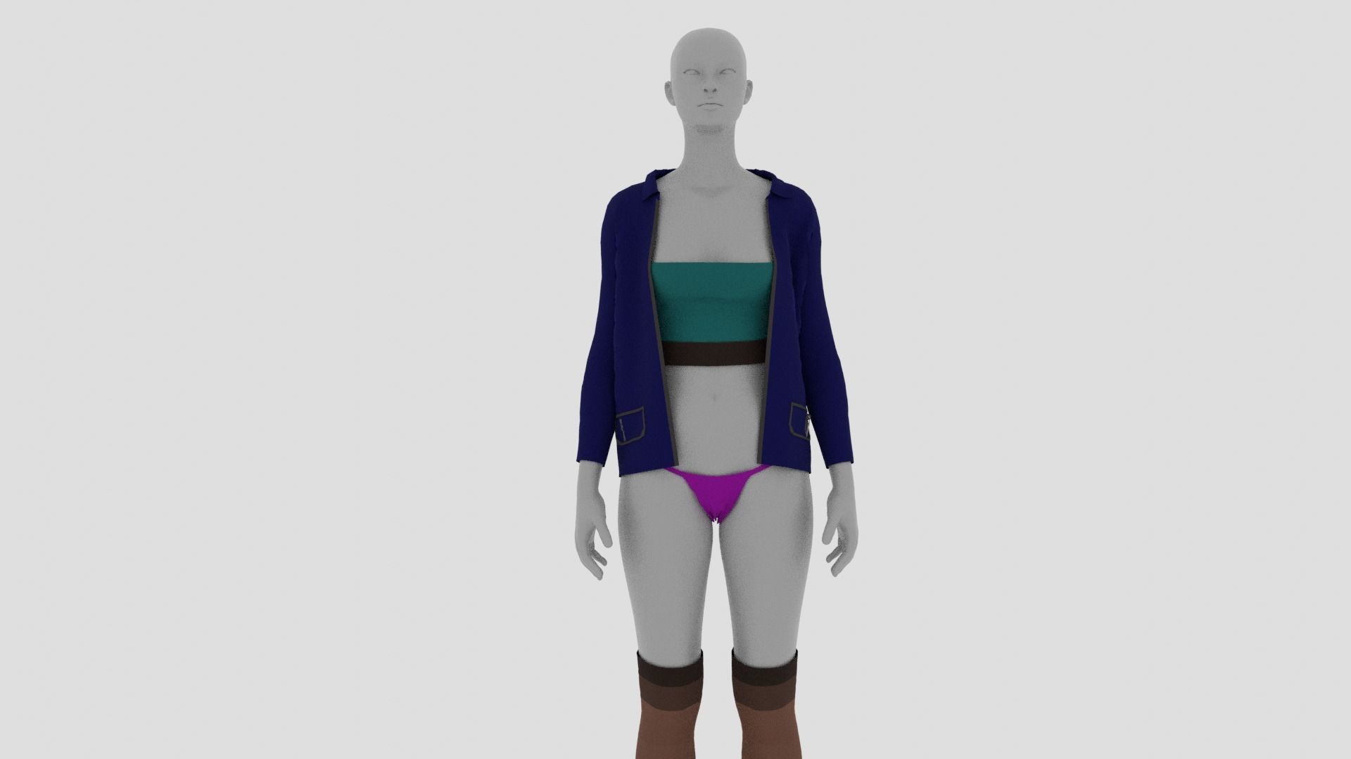 Womens Dress - Female Outfit Clothes Low-poly 3D model_7