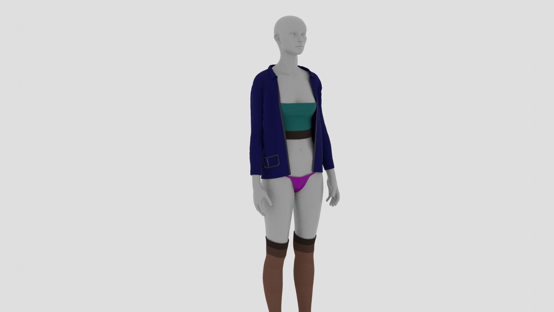Womens Dress - Female Outfit Clothes Low-poly 3D model_1
