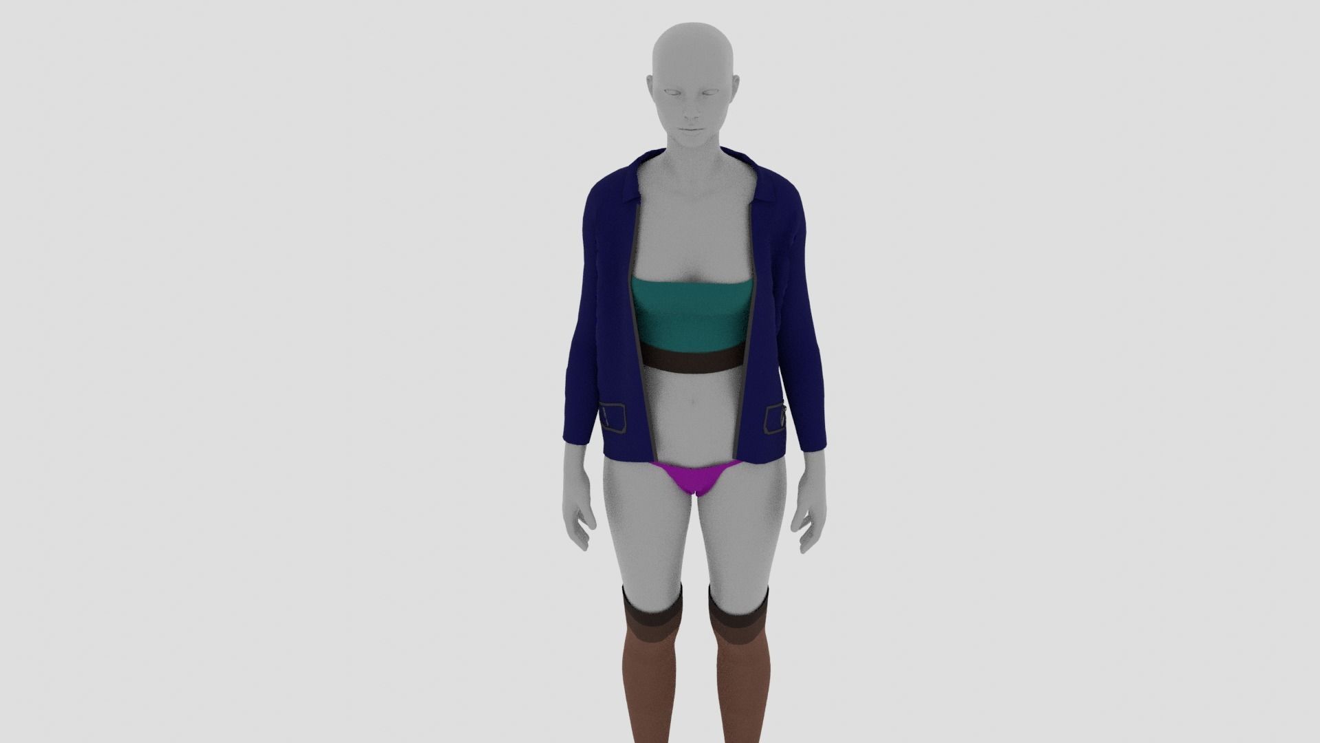 Womens Dress - Female Outfit Clothes Low-poly 3D model_4