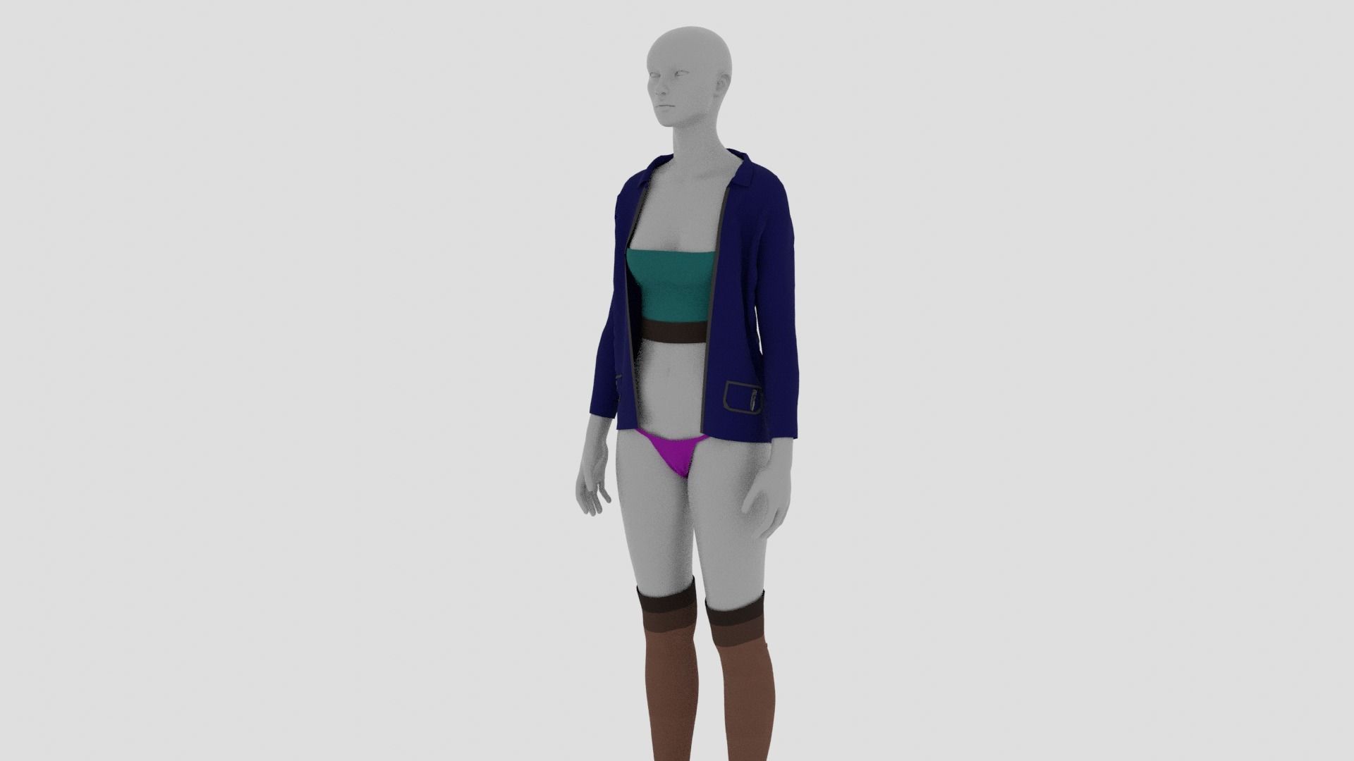 Womens Dress - Female Outfit Clothes Low-poly 3D model_3