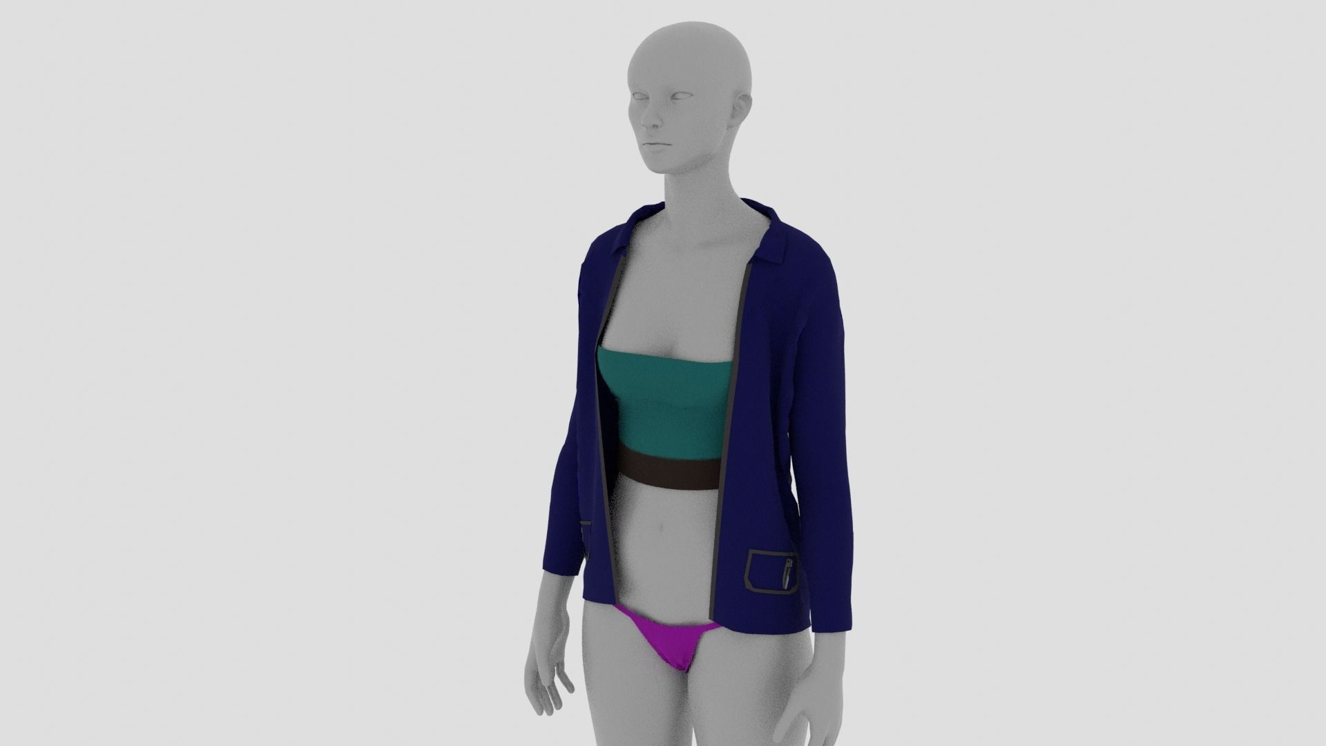 Womens Dress - Female Outfit Clothes Low-poly 3D model_11