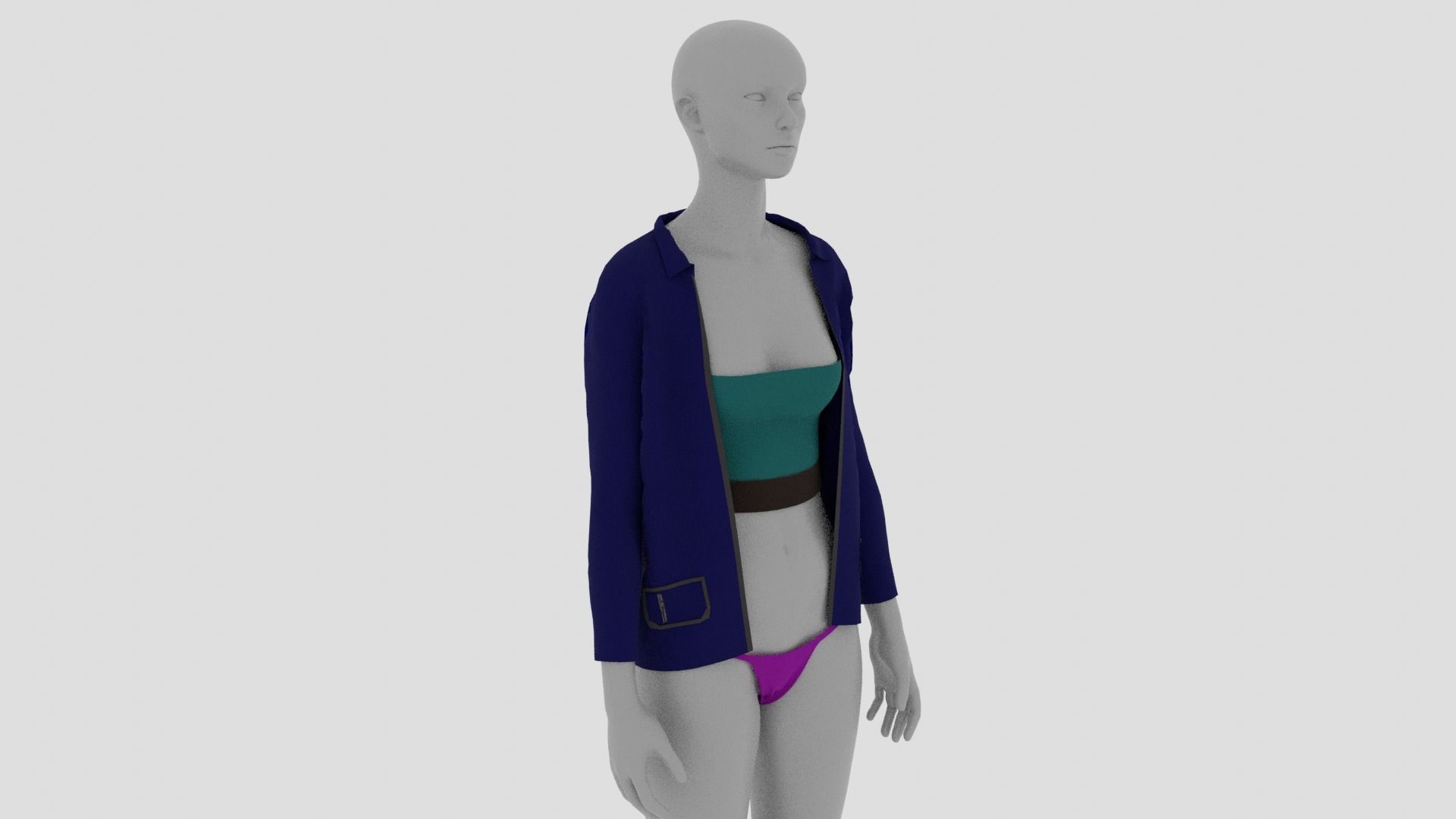 Womens Dress - Female Outfit Clothes Low-poly 3D model_9