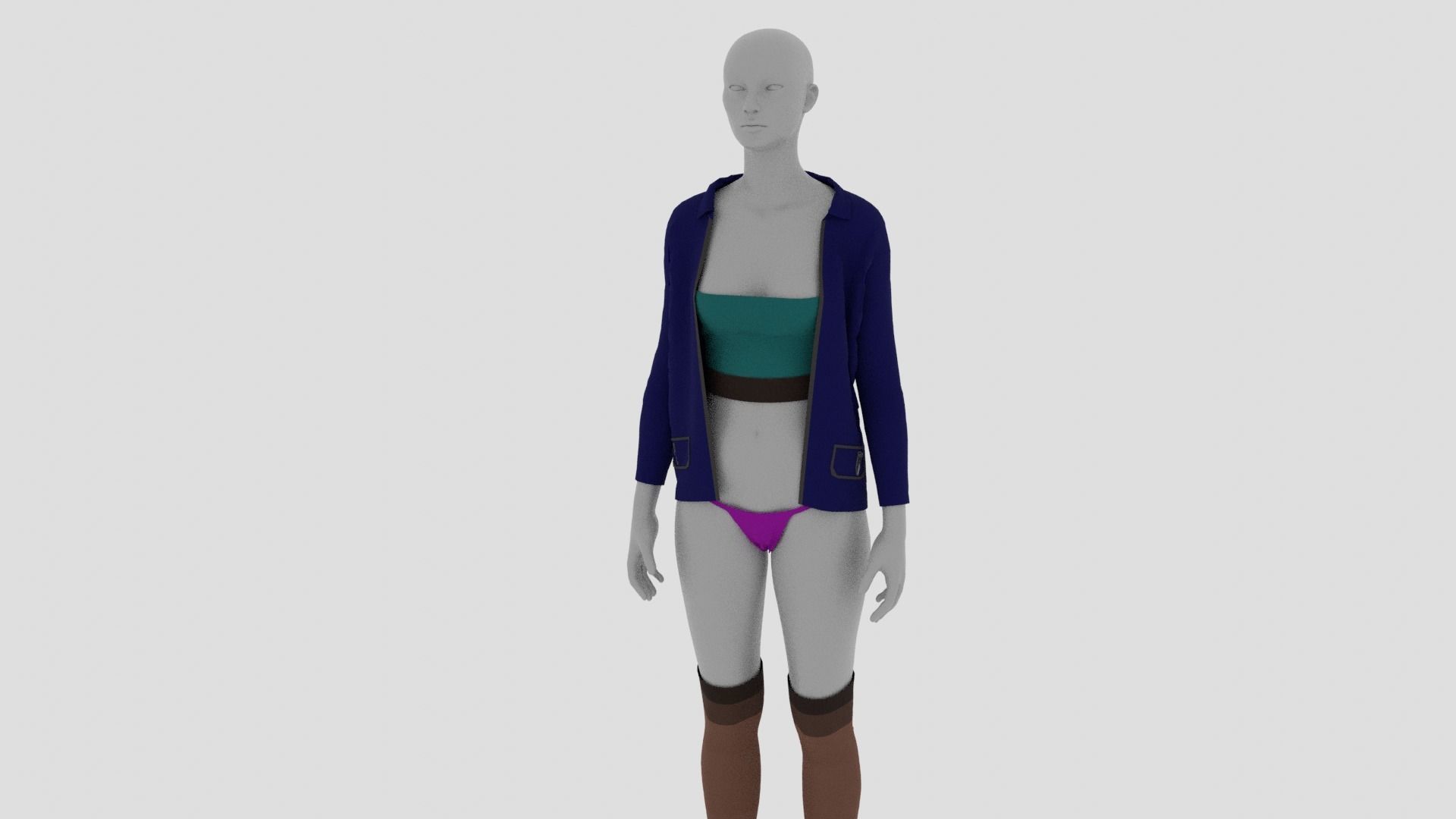 Womens Dress - Female Outfit Clothes Low-poly 3D model_15