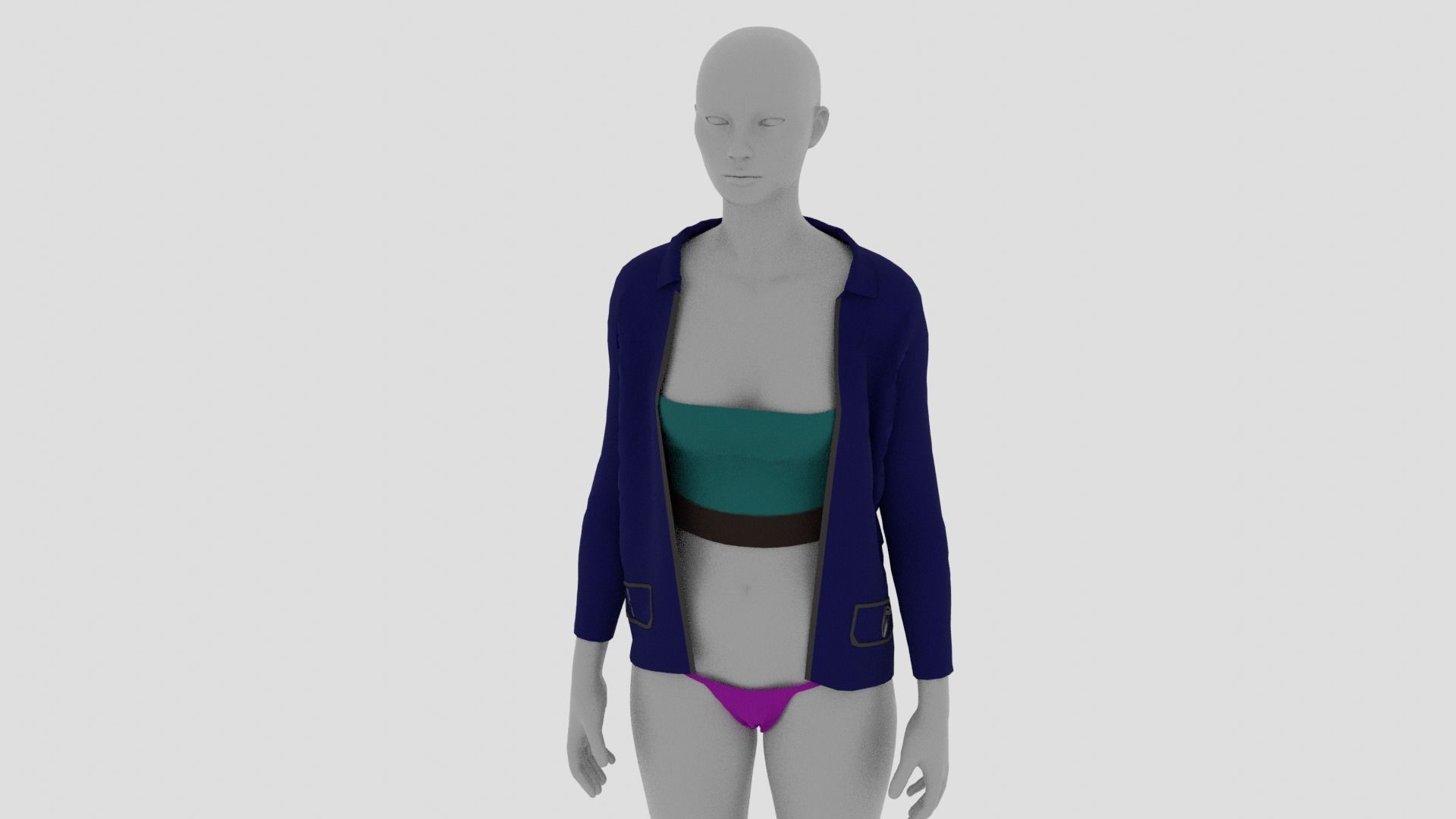Womens Dress - Female Outfit Clothes Low-poly 3D model_13