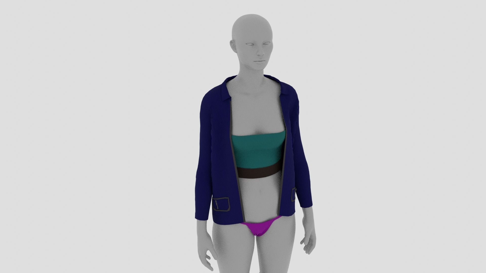 Womens Dress - Female Outfit Clothes Low-poly 3D model_12