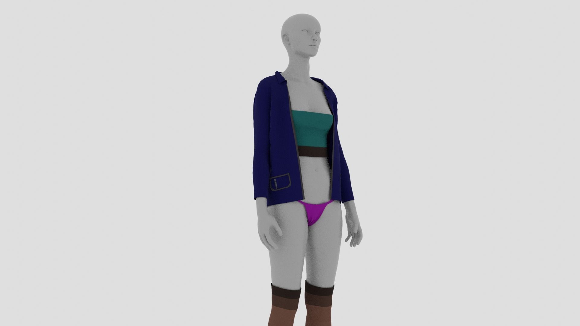 Womens Dress - Female Outfit Clothes Low-poly 3D model_6