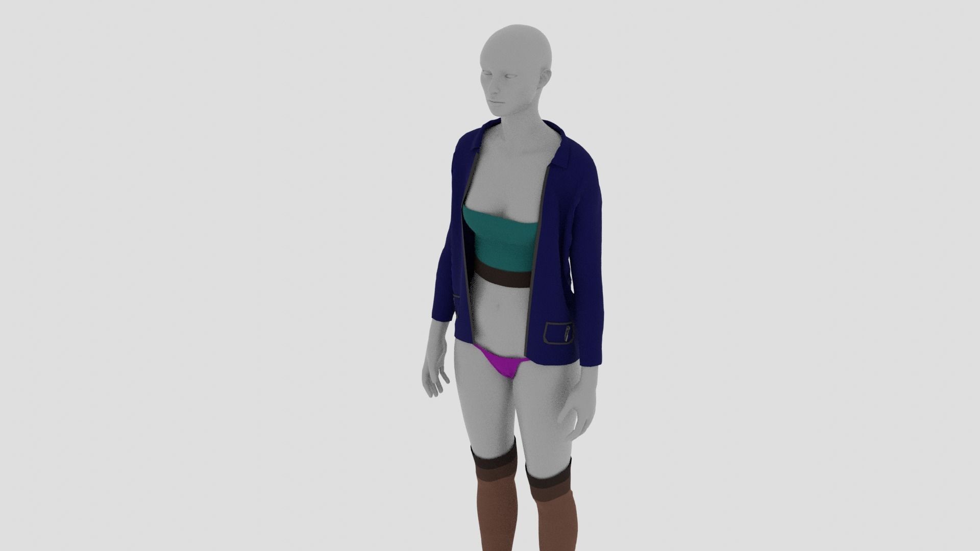 Womens Dress - Female Outfit Clothes Low-poly 3D model_5
