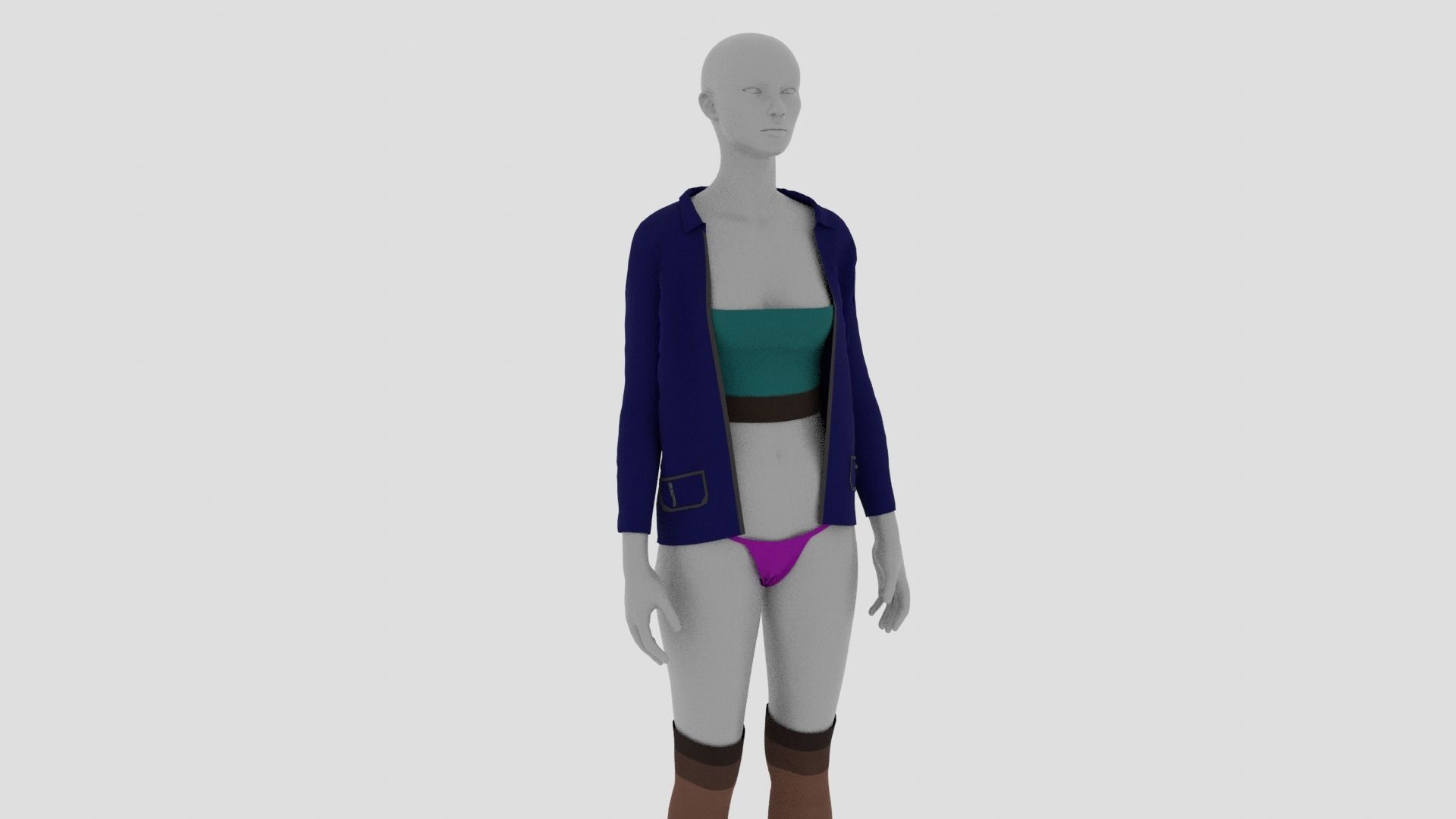 Womens Dress - Female Outfit Clothes Low-poly 3D model_17