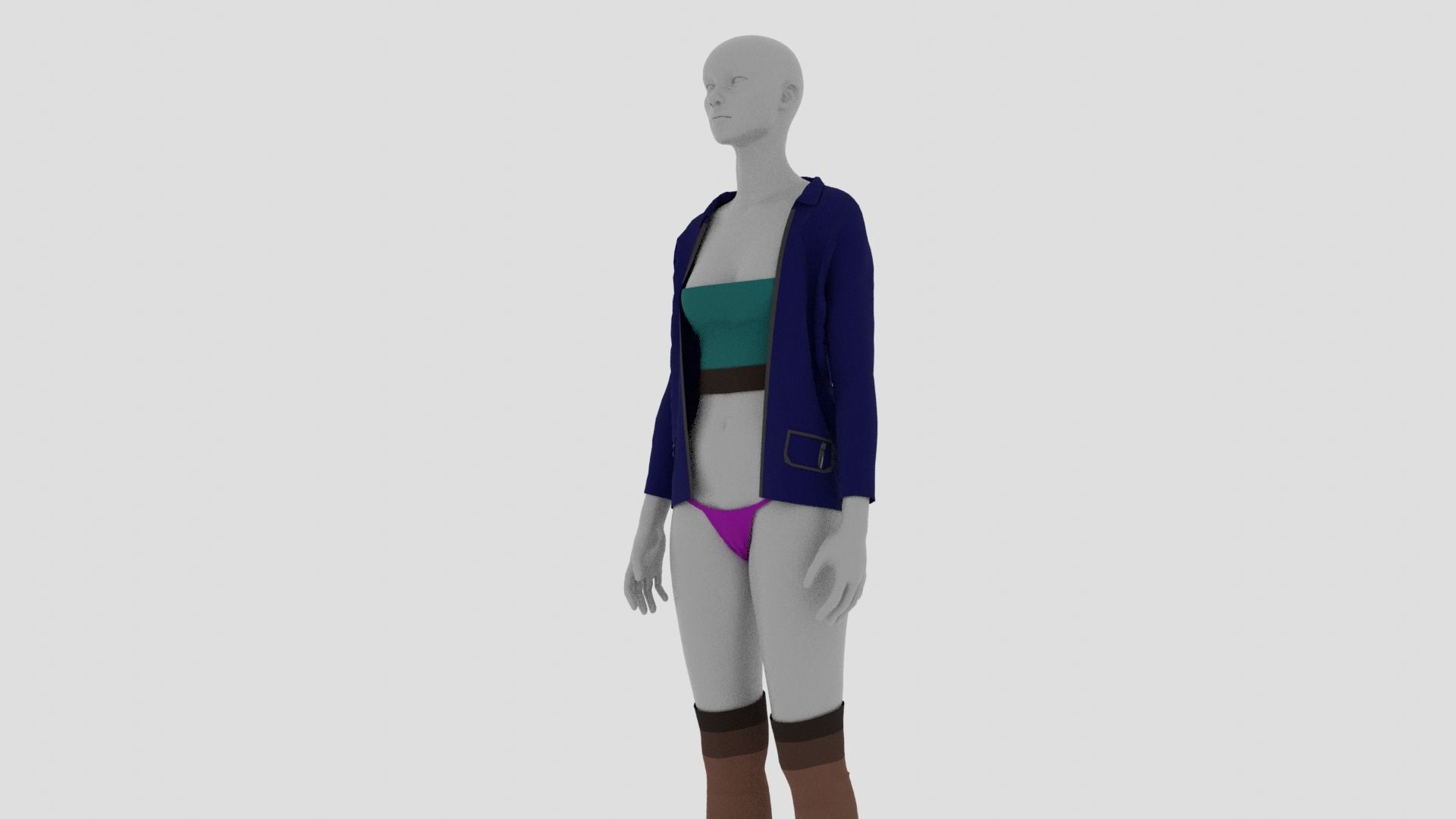 Womens Dress - Female Outfit Clothes Low-poly 3D model_8