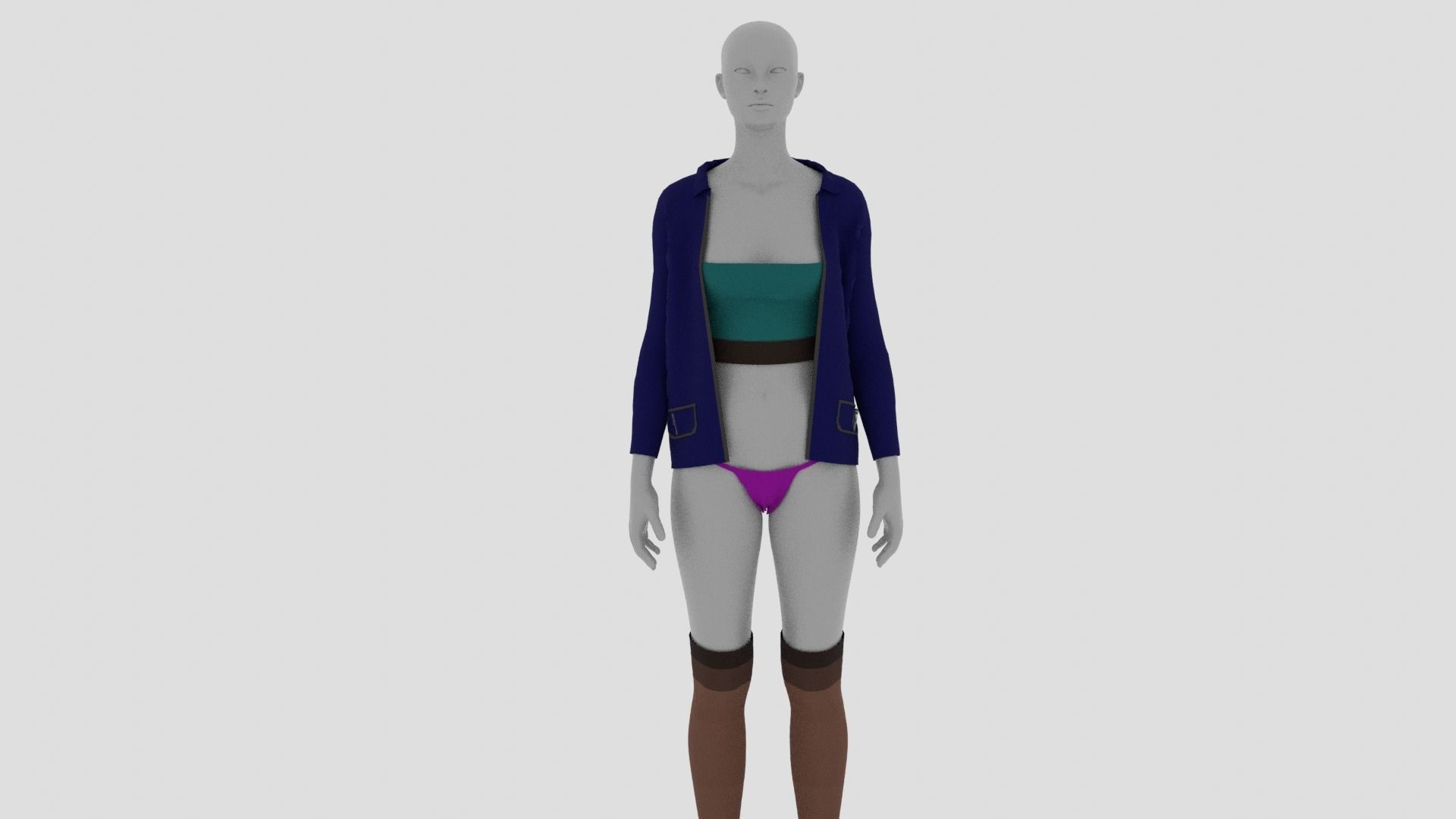 Womens Dress - Female Outfit Clothes Low-poly 3D model_2