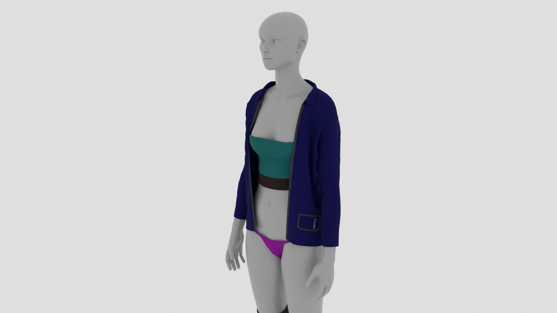 Womens Dress - Female Outfit Clothes Low-poly 3D model_14