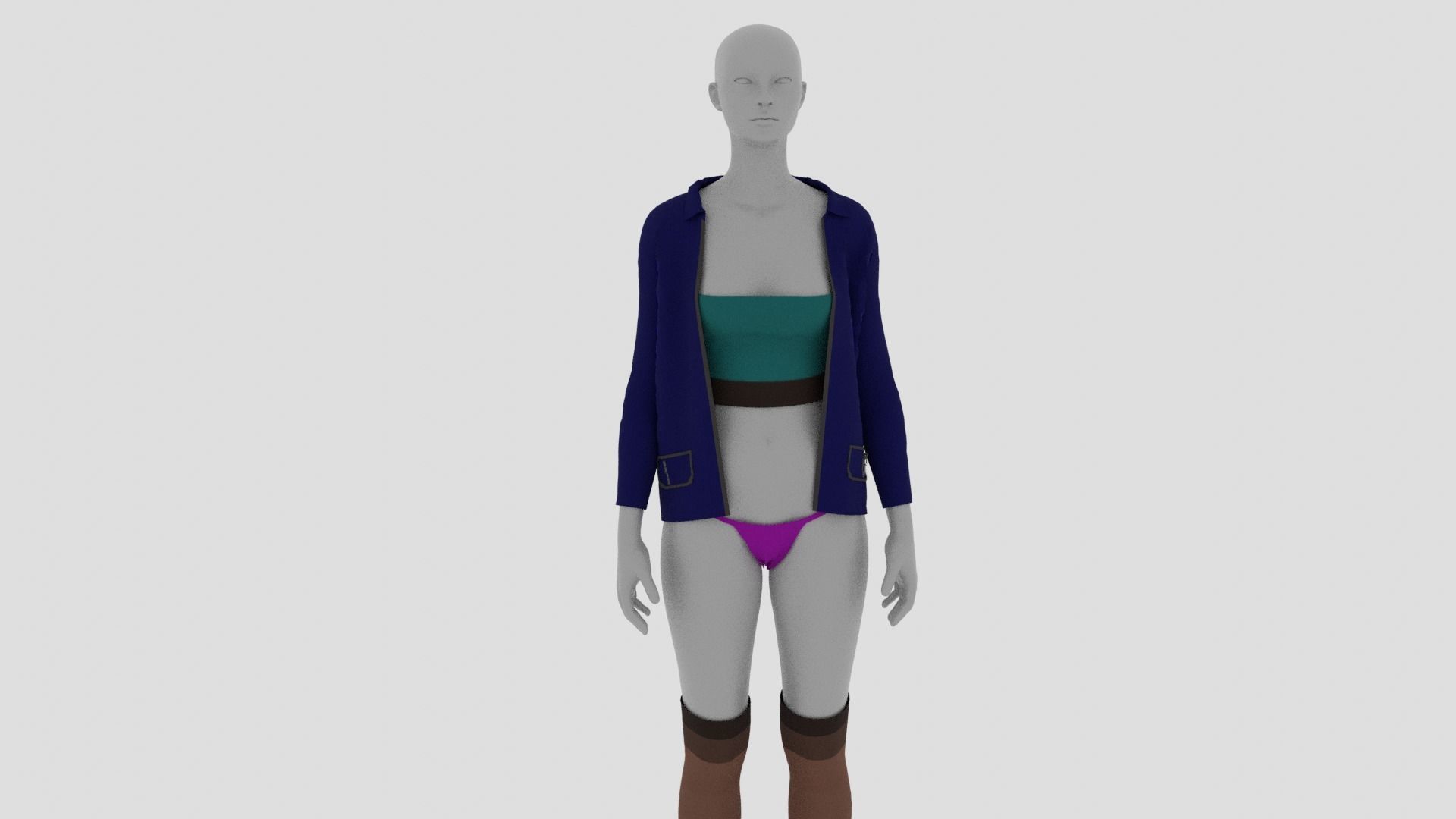 Womens Dress - Female Outfit Clothes Low-poly 3D model_16