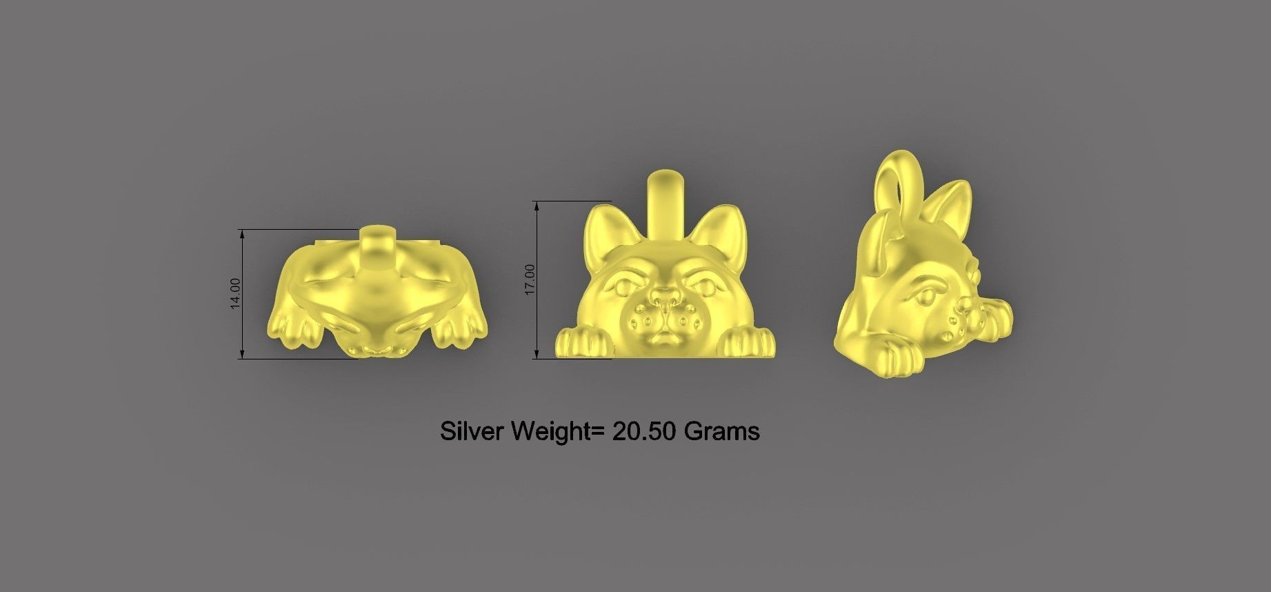 Cute Pug Pendant Design 3D print model_1