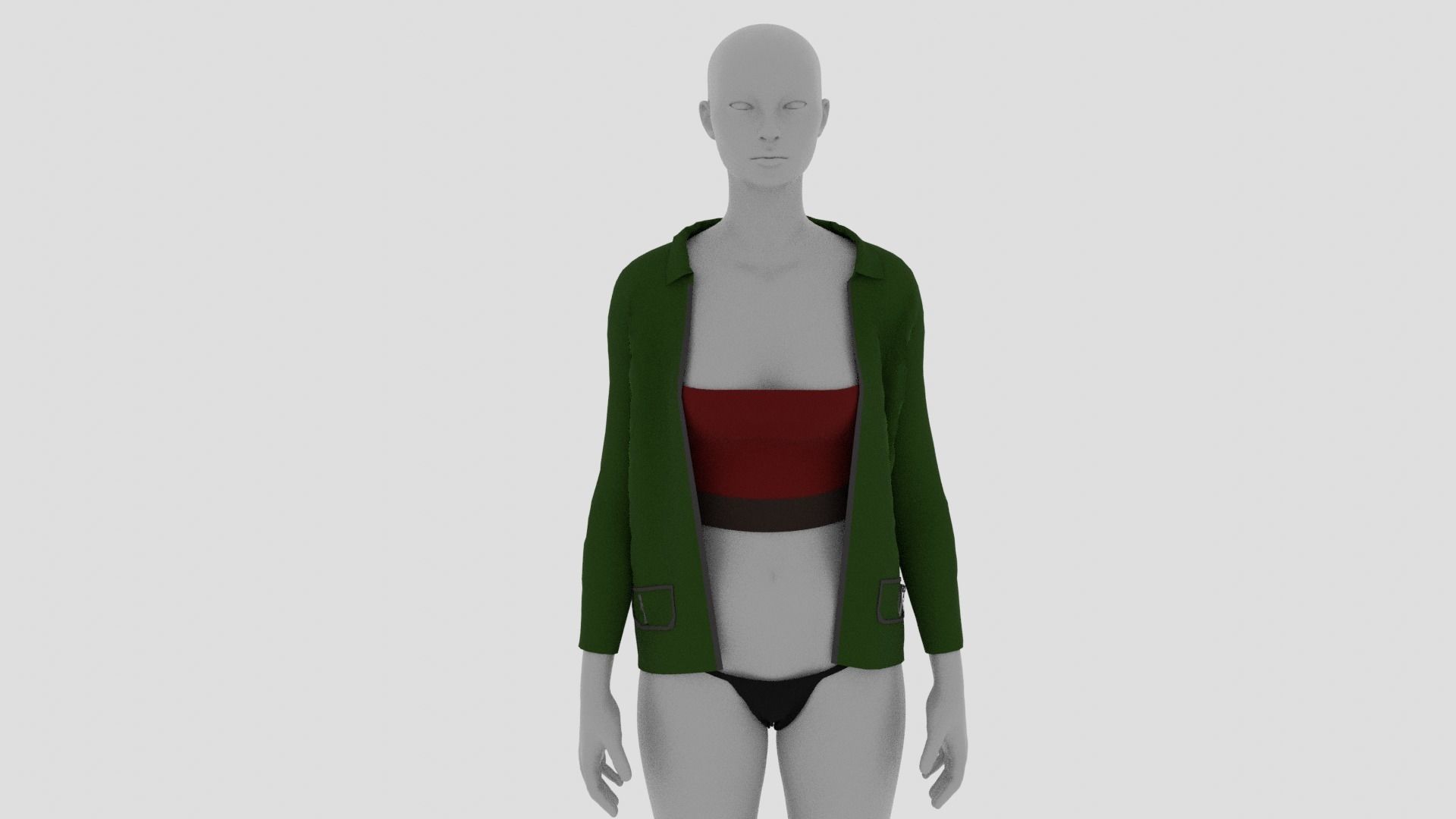 Womens Dress - Female Outfit Clothes Low-poly 3D model_10