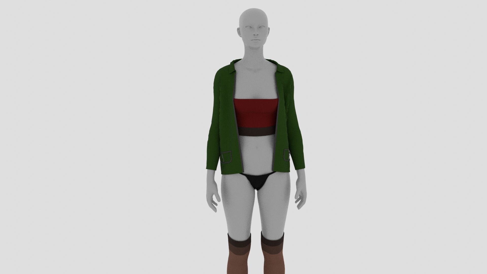 Womens Dress - Female Outfit Clothes Low-poly 3D model_16