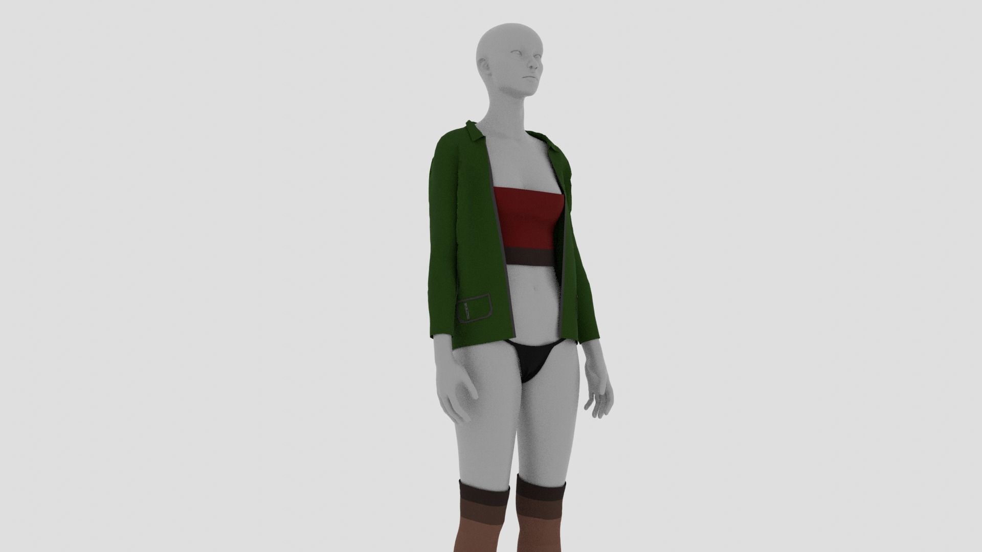 Womens Dress - Female Outfit Clothes Low-poly 3D model_6