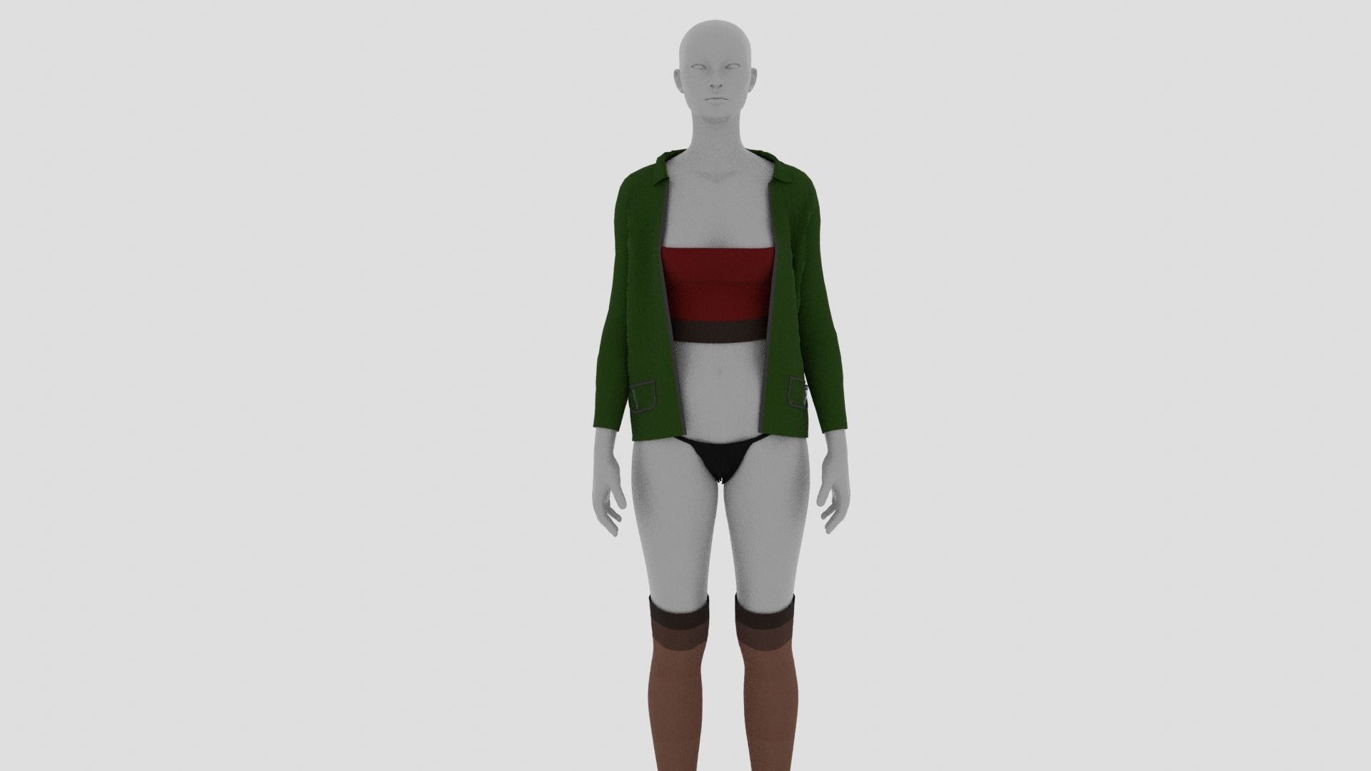 Womens Dress - Female Outfit Clothes Low-poly 3D model_2
