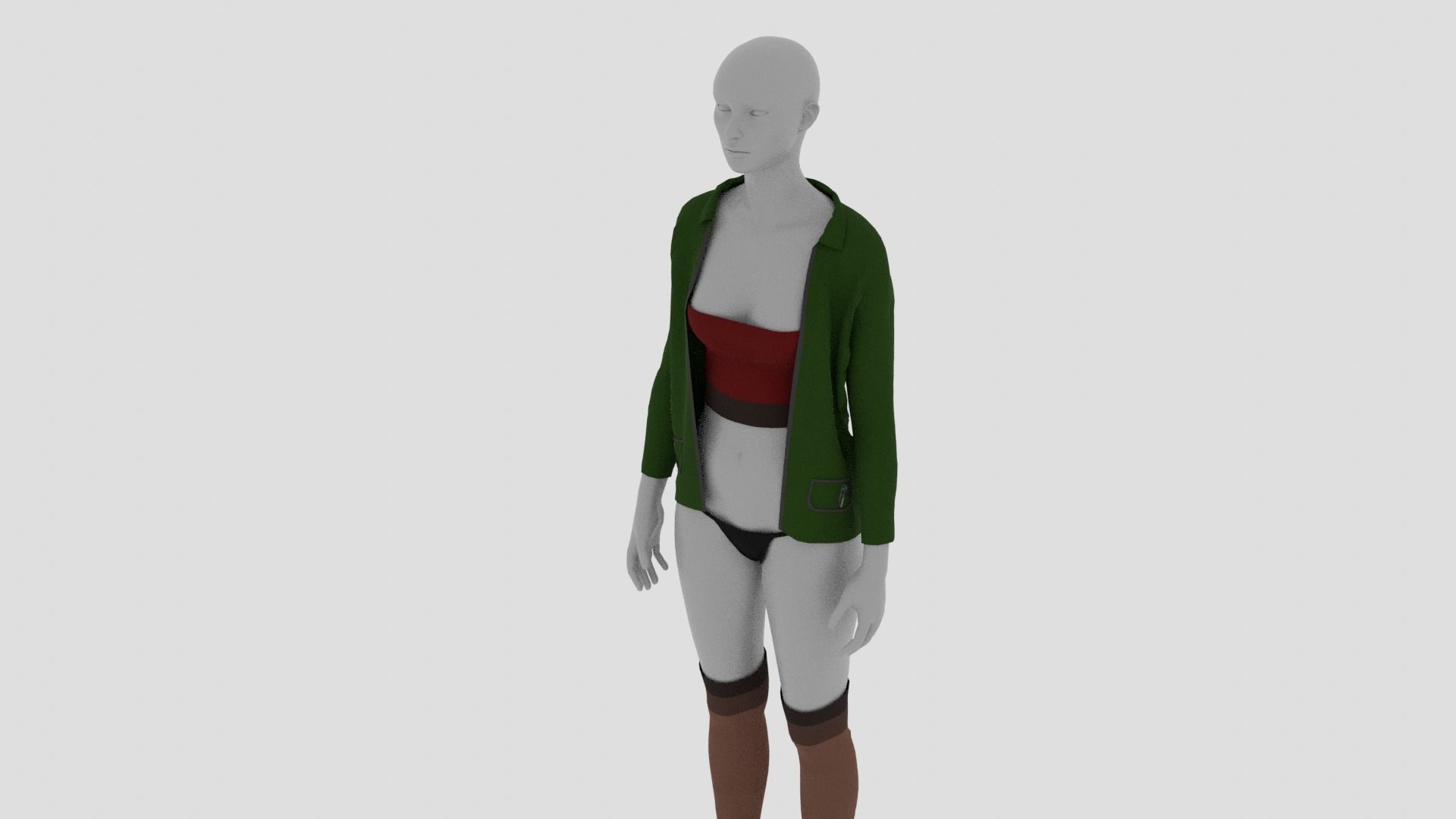 Womens Dress - Female Outfit Clothes Low-poly 3D model_5