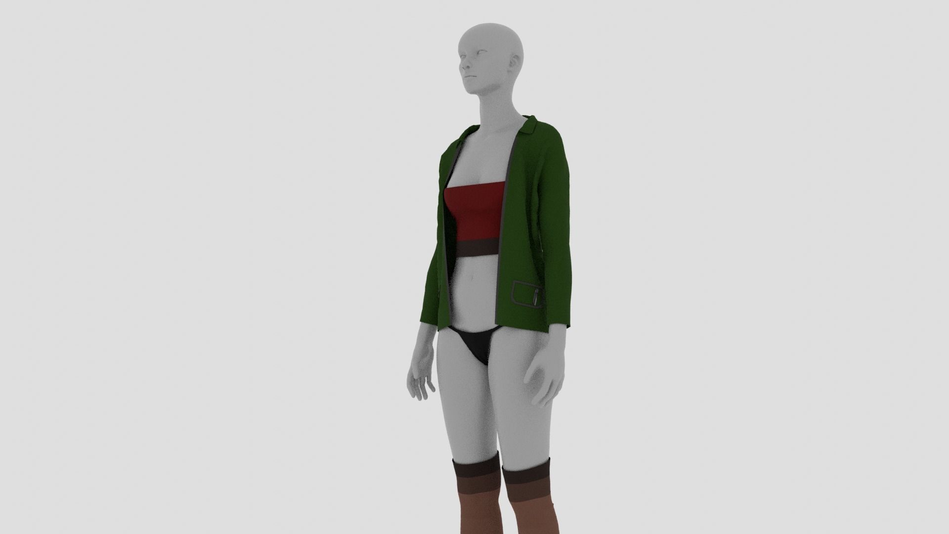 Womens Dress - Female Outfit Clothes Low-poly 3D model_8