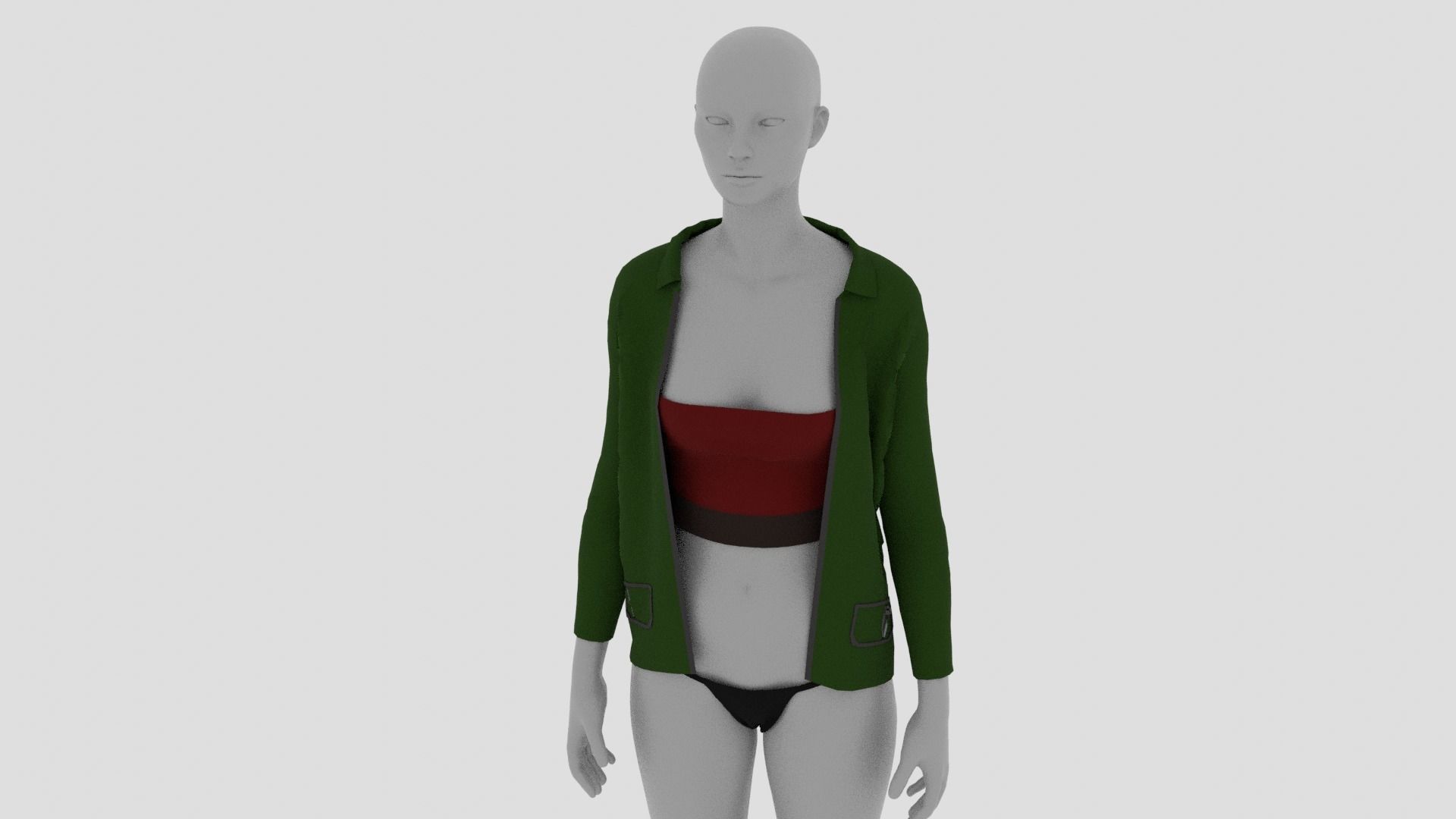 Womens Dress - Female Outfit Clothes Low-poly 3D model_13