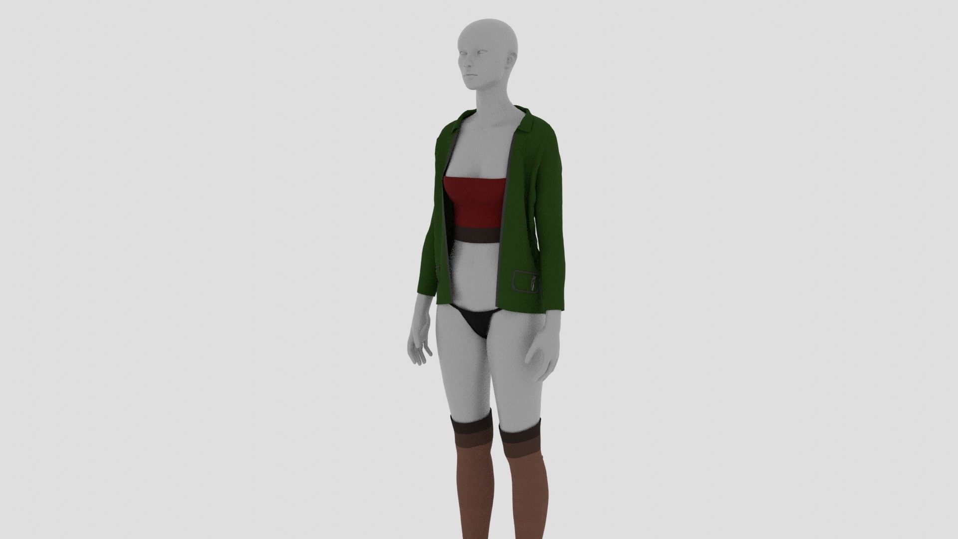 Womens Dress - Female Outfit Clothes Low-poly 3D model_3