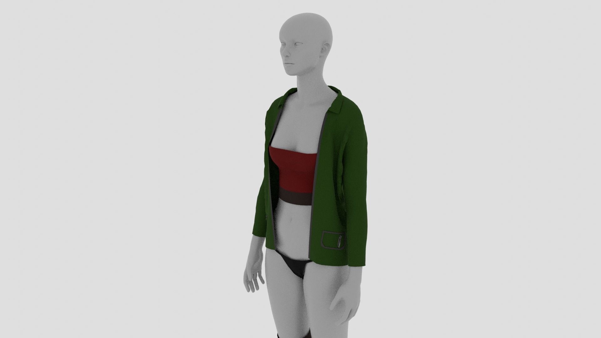 Womens Dress - Female Outfit Clothes Low-poly 3D model_14