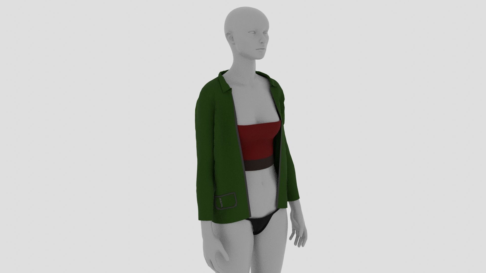 Womens Dress - Female Outfit Clothes Low-poly 3D model_9