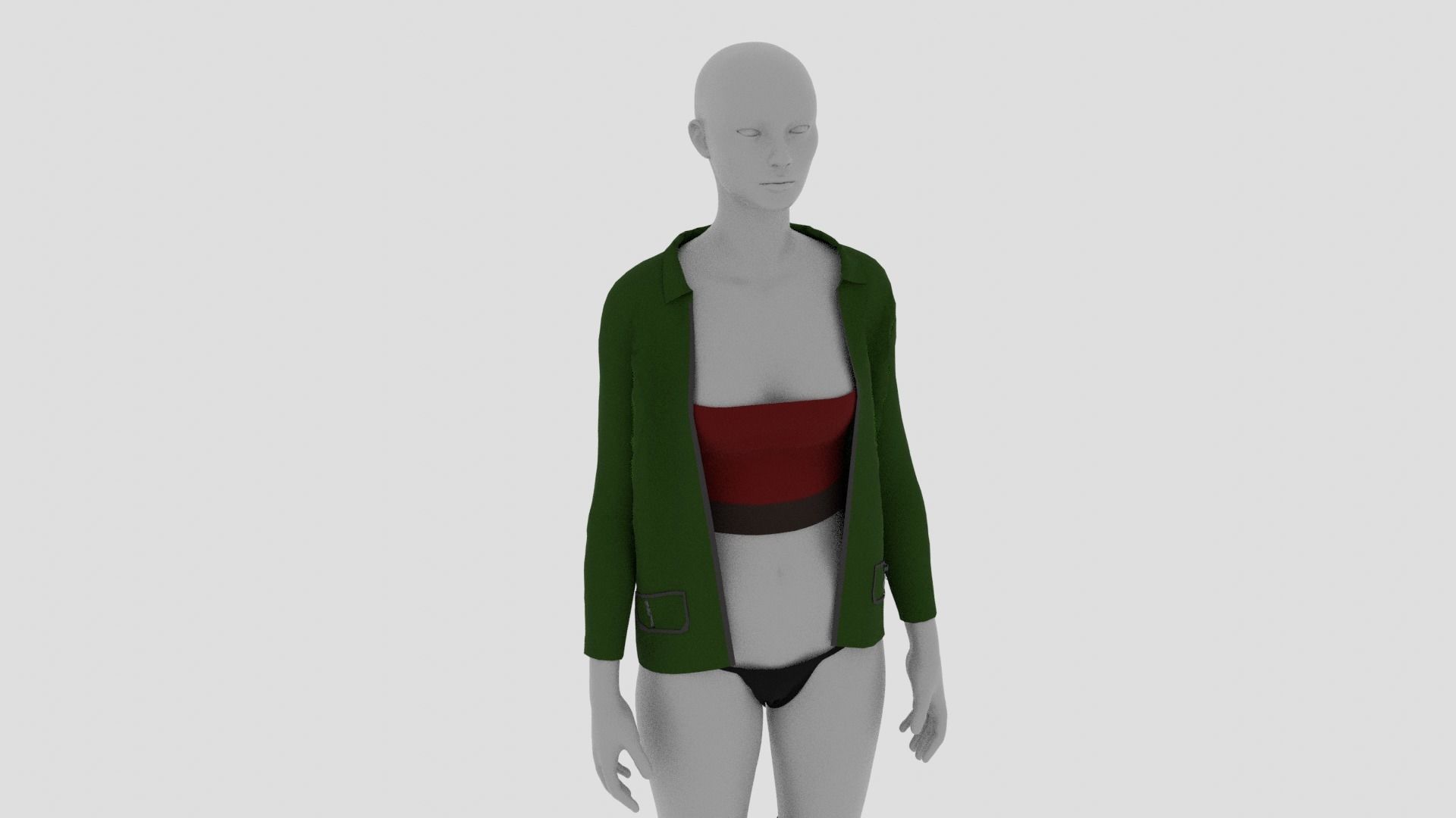 Womens Dress - Female Outfit Clothes Low-poly 3D model_12