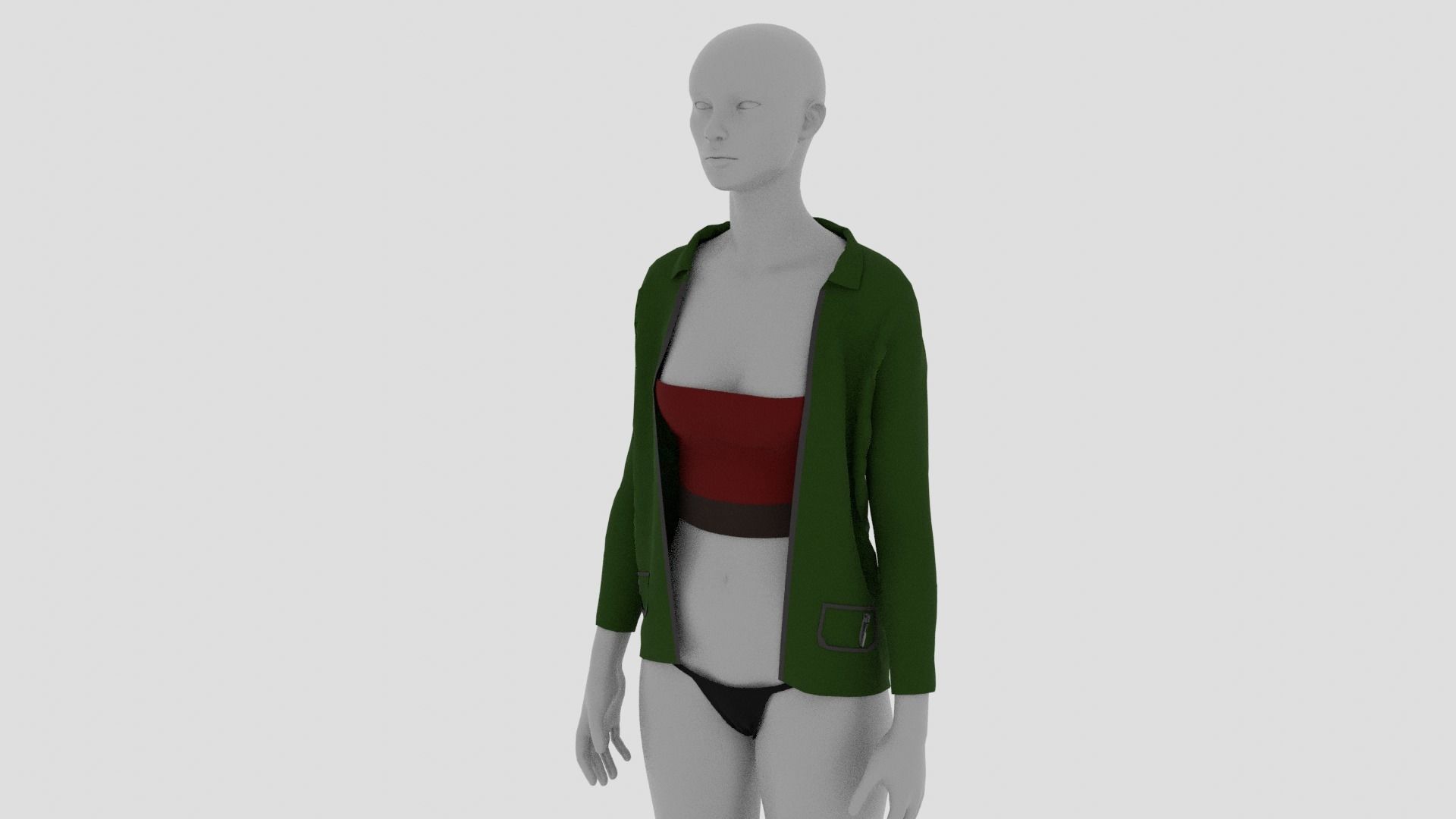 Womens Dress - Female Outfit Clothes Low-poly 3D model_11