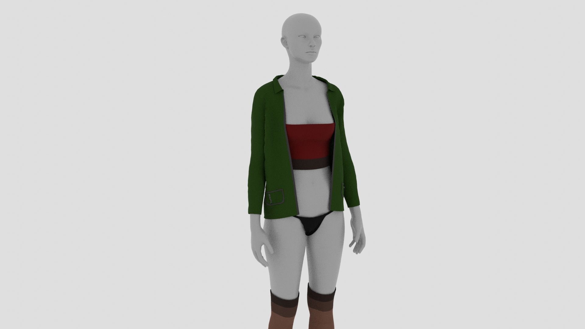 Womens Dress - Female Outfit Clothes Low-poly 3D model_17