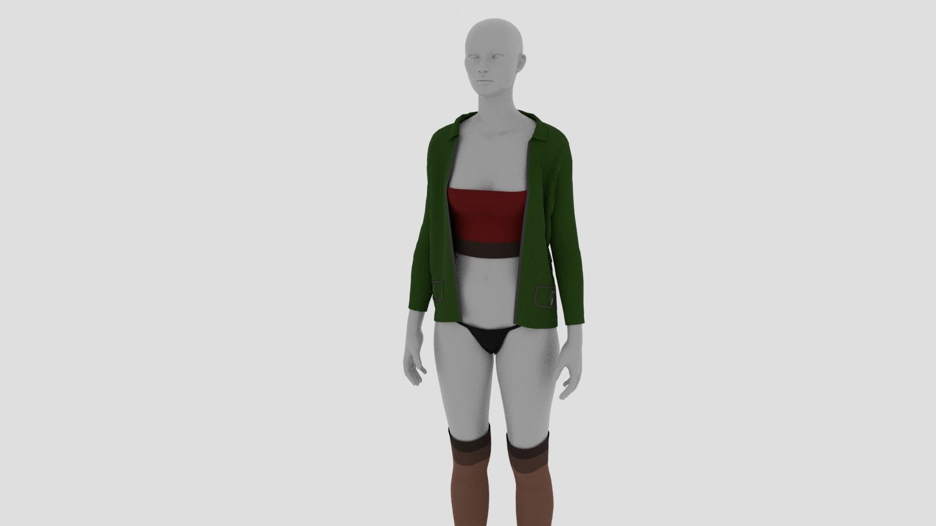 Womens Dress - Female Outfit Clothes Low-poly 3D model_15
