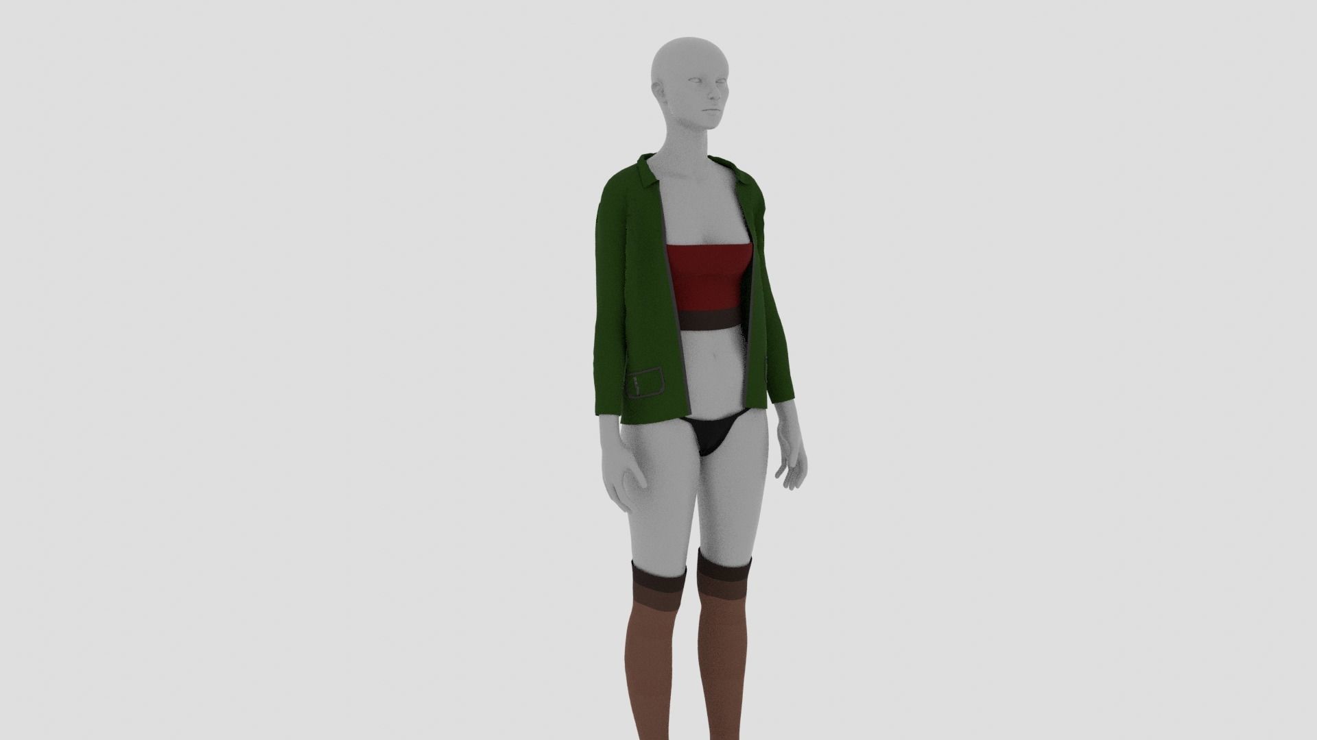 Womens Dress - Female Outfit Clothes Low-poly 3D model_1