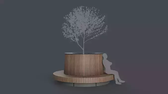 Modern Outdoor Bench 121 PBR Game Ready Low-poly 3D model