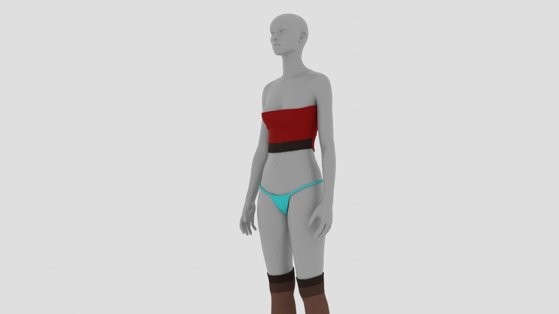 Womens Dress - Female Outfit Clothes Low-poly 3D model_8