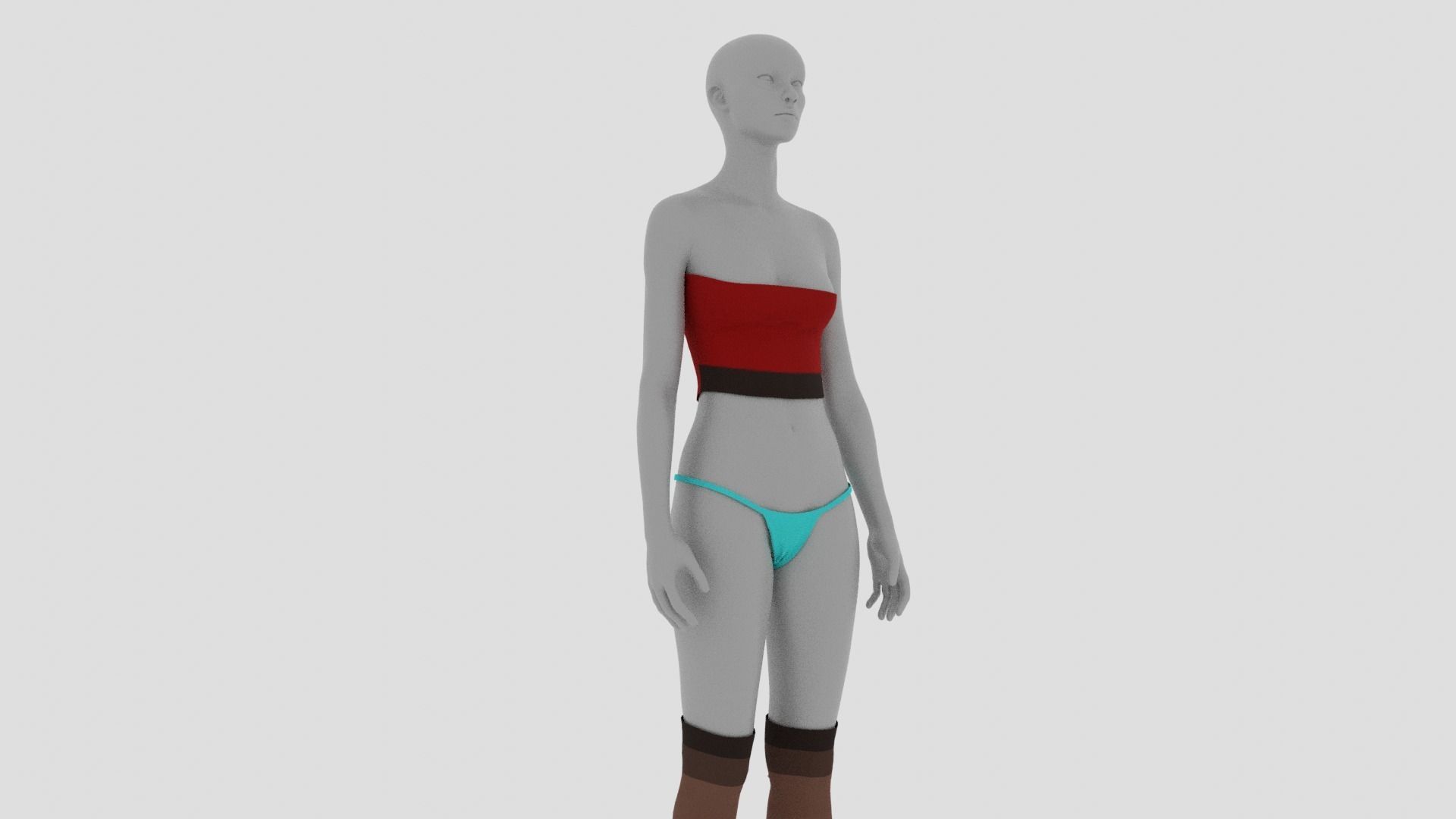 Womens Dress - Female Outfit Clothes Low-poly 3D model_6