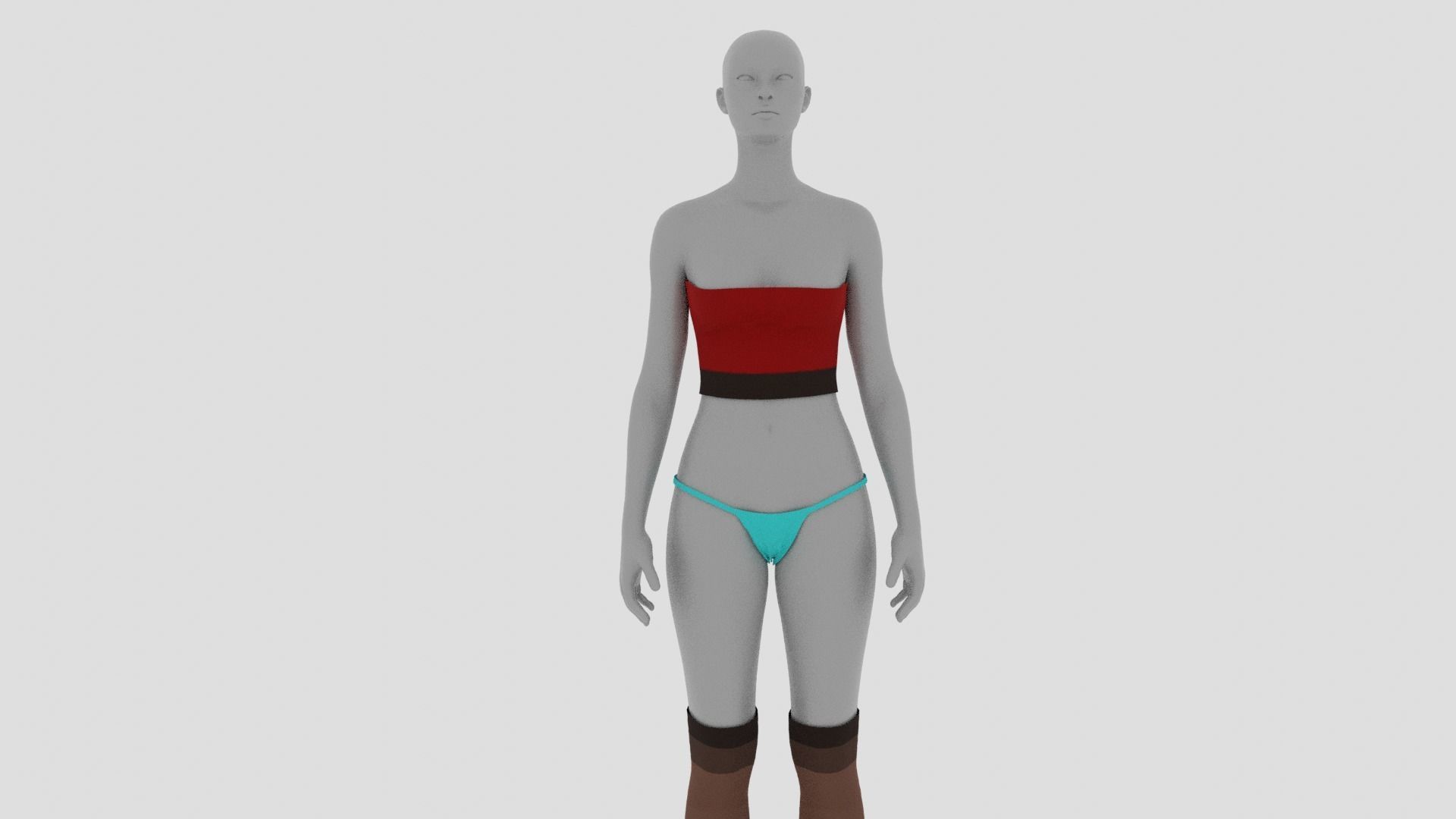 Womens Dress - Female Outfit Clothes Low-poly 3D model_7