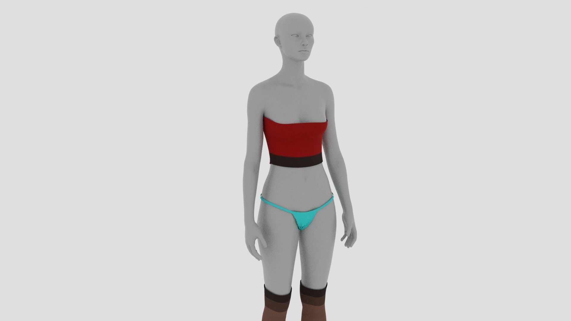 Womens Dress - Female Outfit Clothes Low-poly 3D model_17