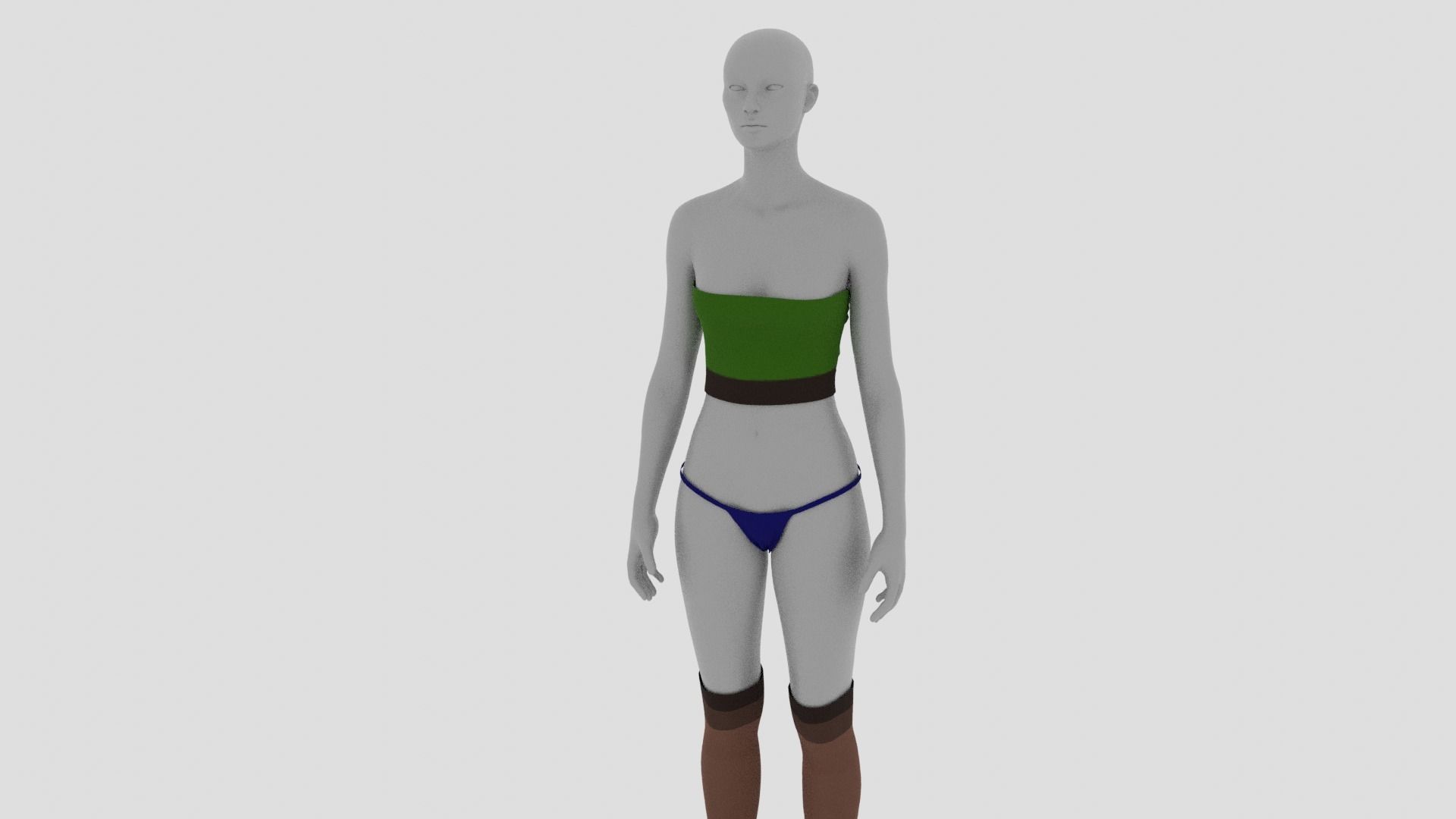 Womens Dress - Female Outfit Clothes Low-poly 3D model_15
