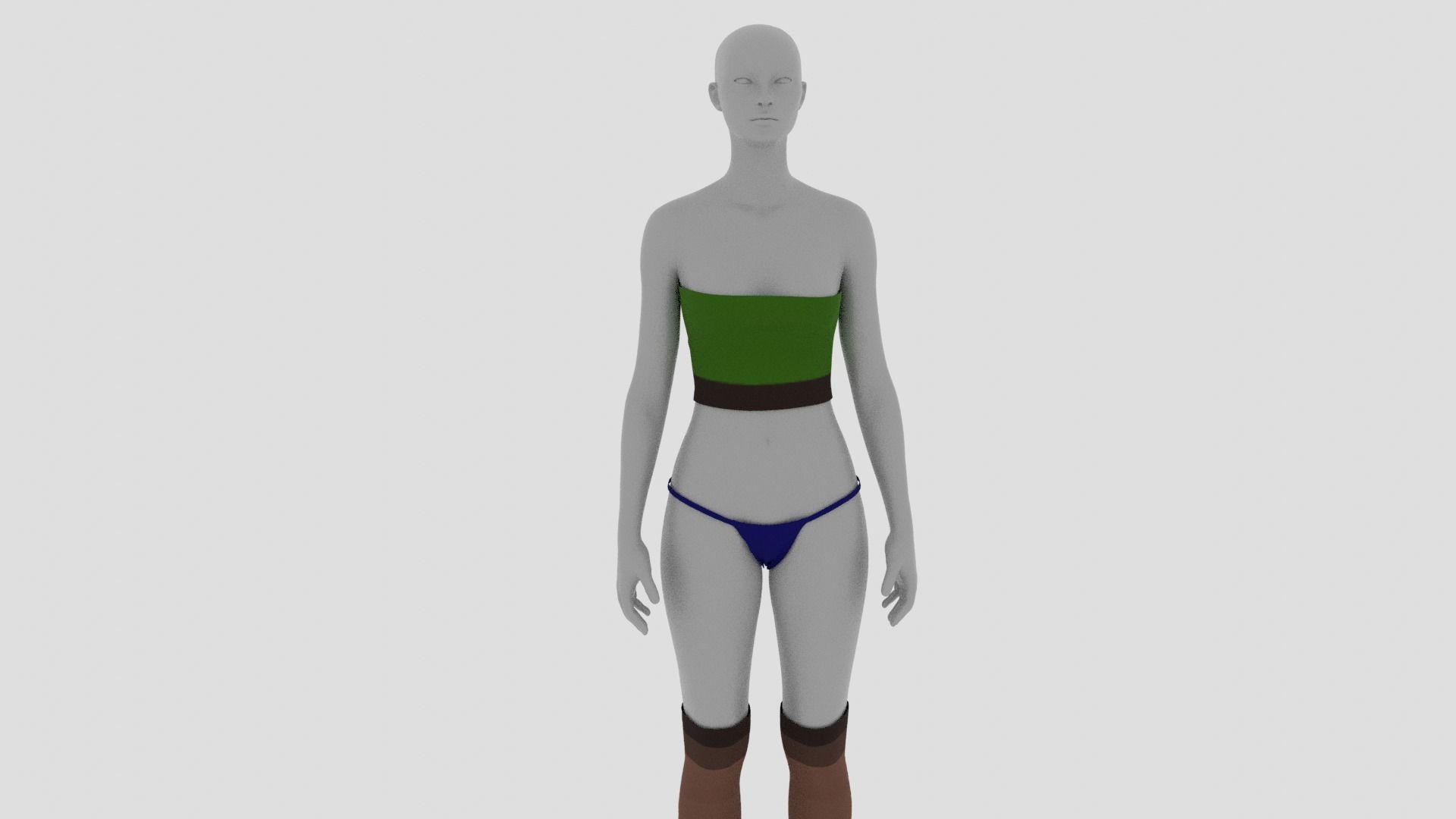 Womens Dress - Female Outfit Clothes Low-poly 3D model_16