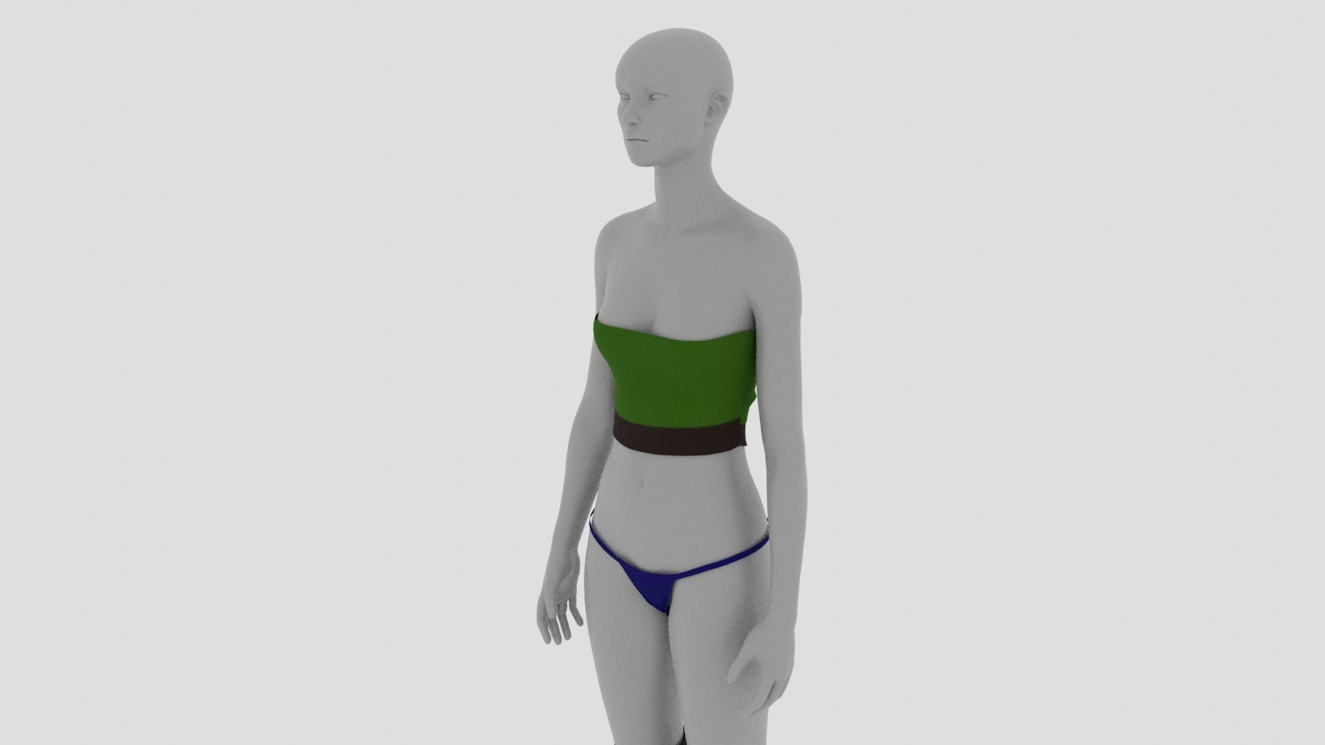 Womens Dress - Female Outfit Clothes Low-poly 3D model_14