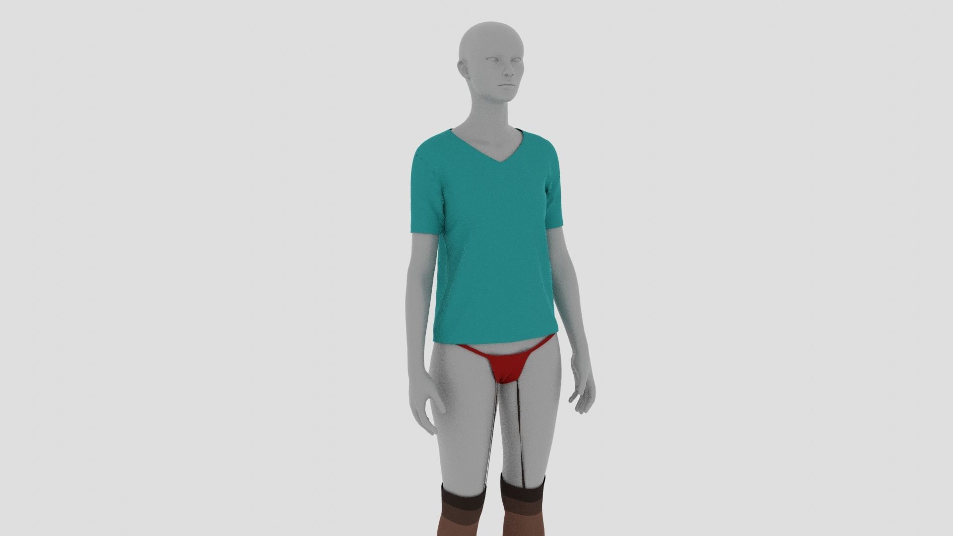 Womens Dress - Female Outfit Clothes Low-poly 3D model_17